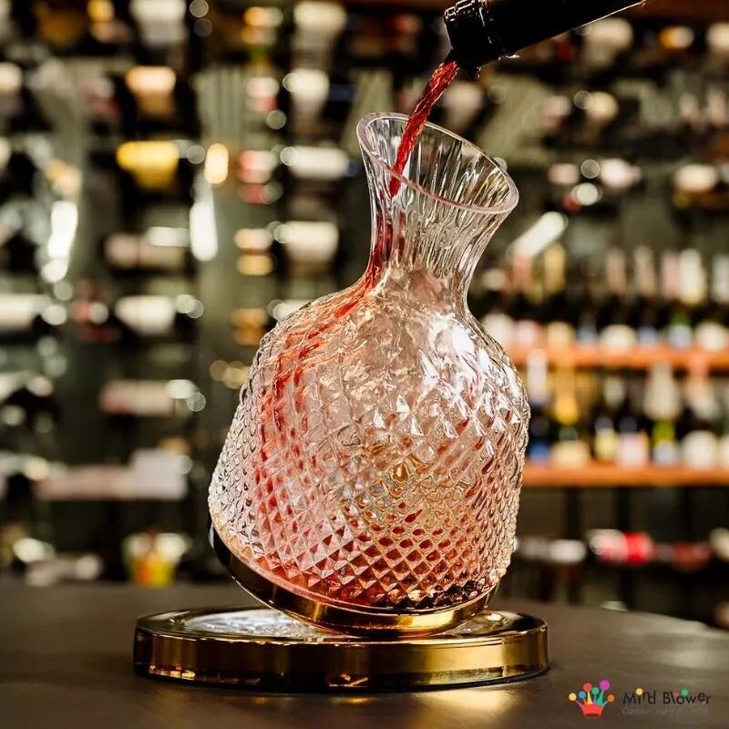 Golden Rotating Decanter for Spirits