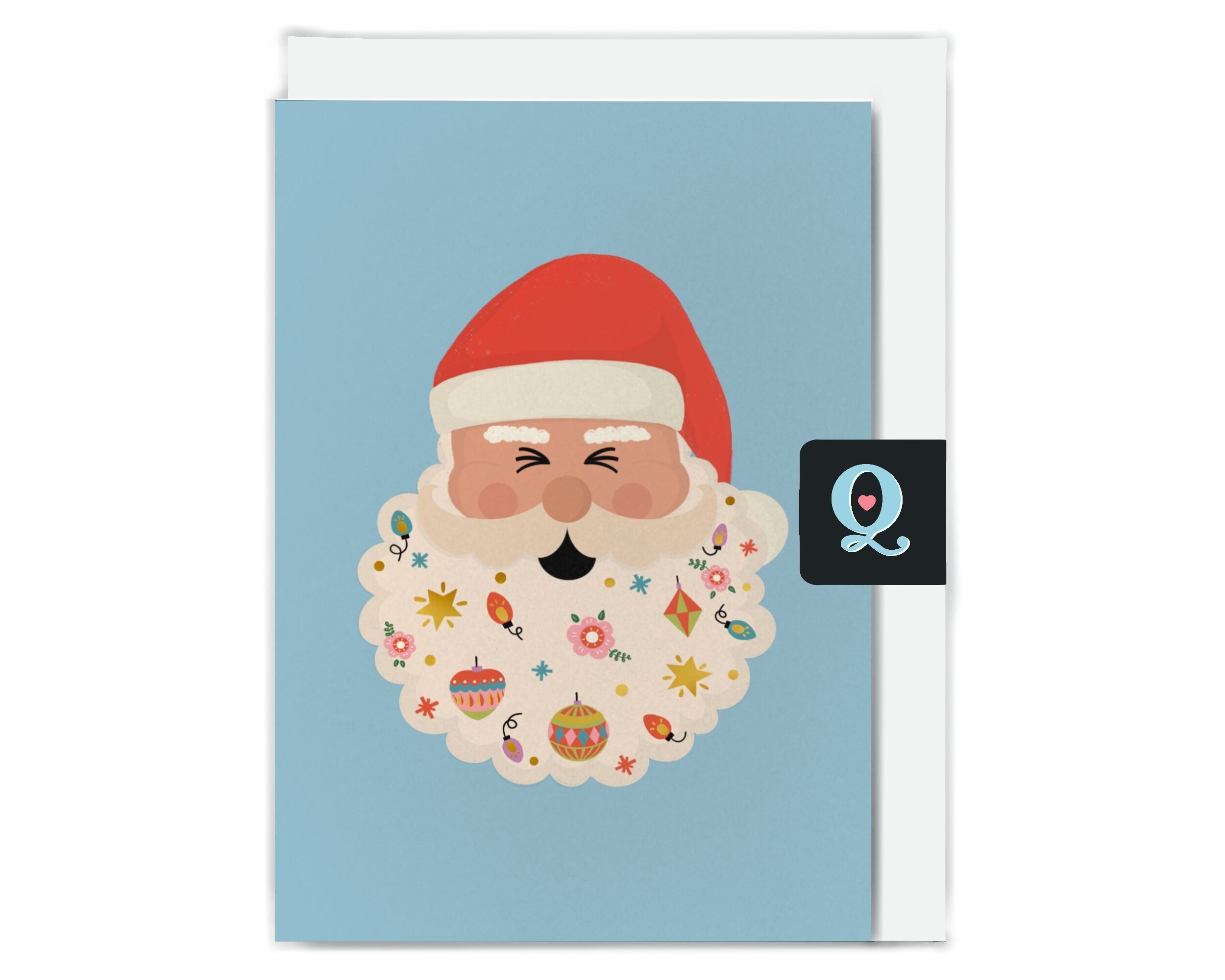 Tarjeta navideña de Papá Noel alegre