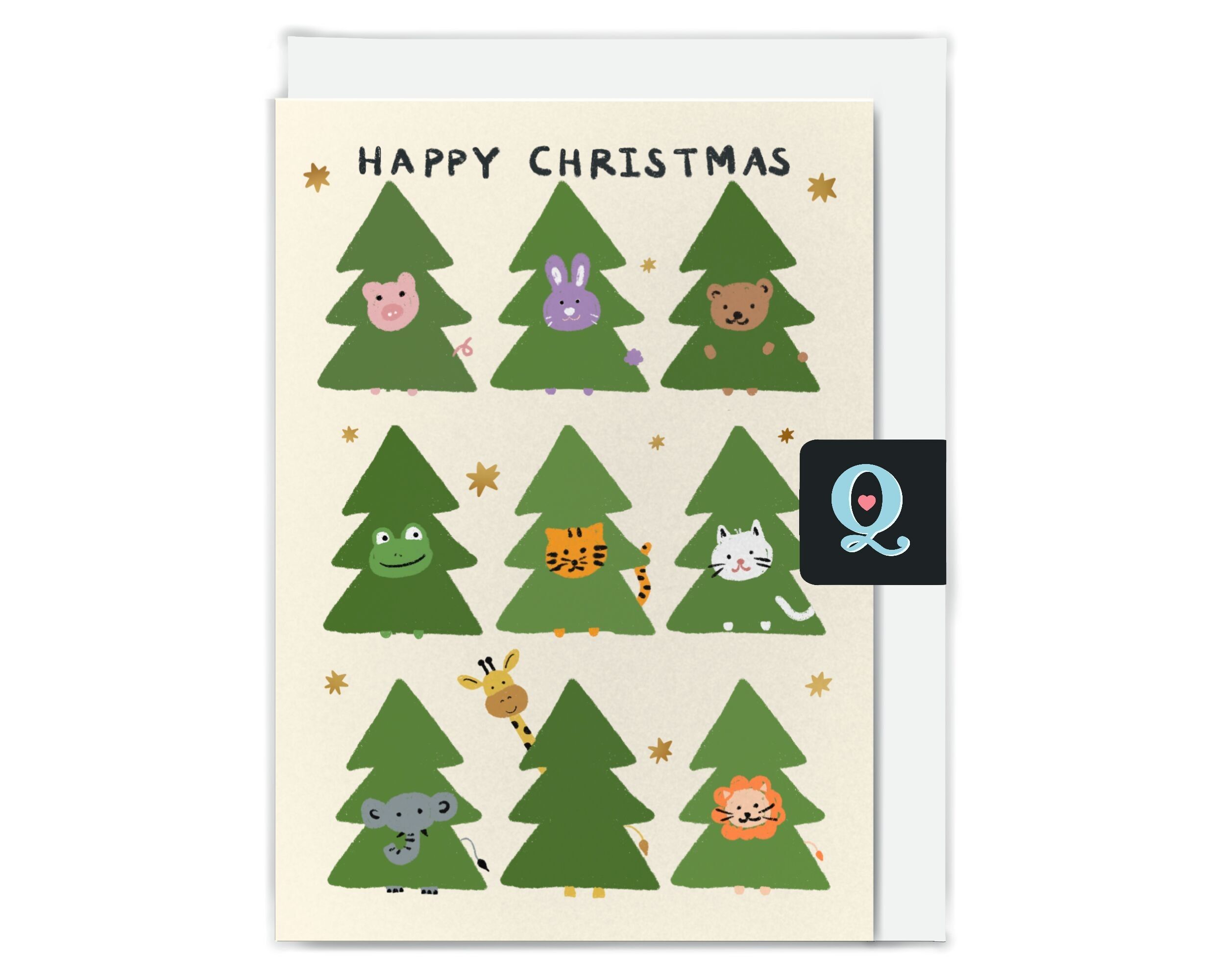 Weihnachtskarte für eine tierische Weihnachtsfeier