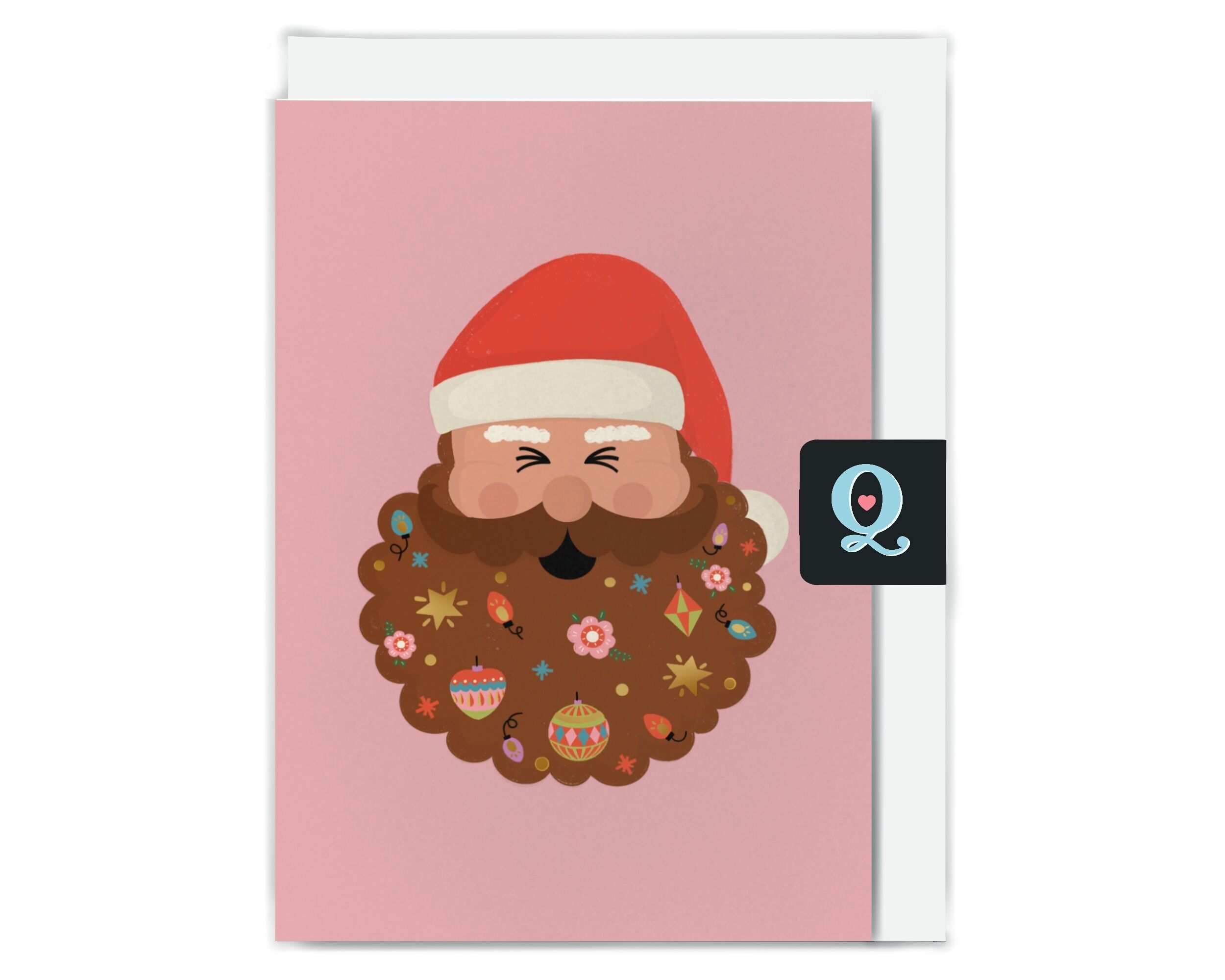 Fröhliche Weihnachtskarte vom Weihnachtsmann – Brauner Bart