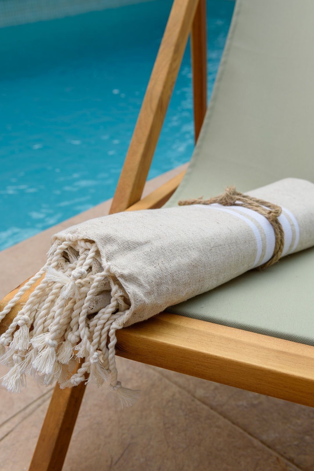Authentisches beiges Strand-Fouta, 100 % Baumwolle
