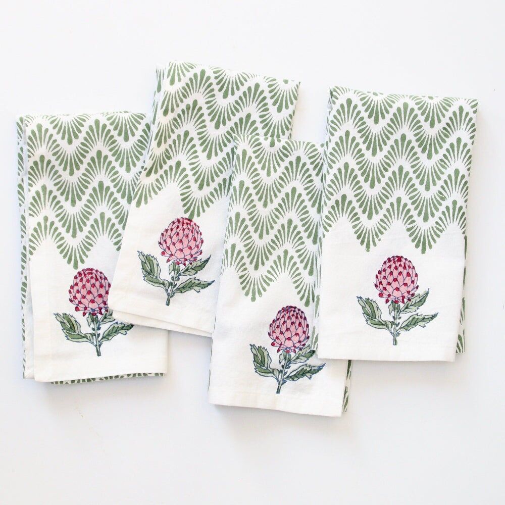 Servietten | 4er-Set | Wellengrün