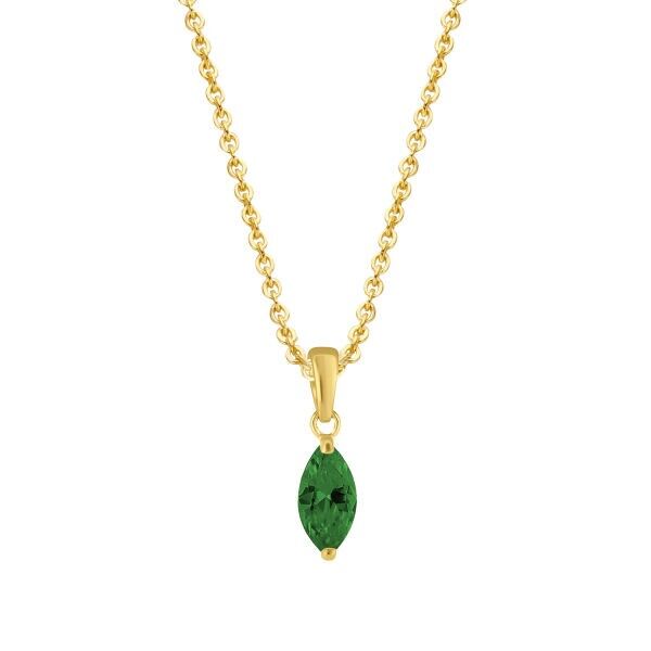 Necklace with green cubic zirconia pendant, 585 gold.