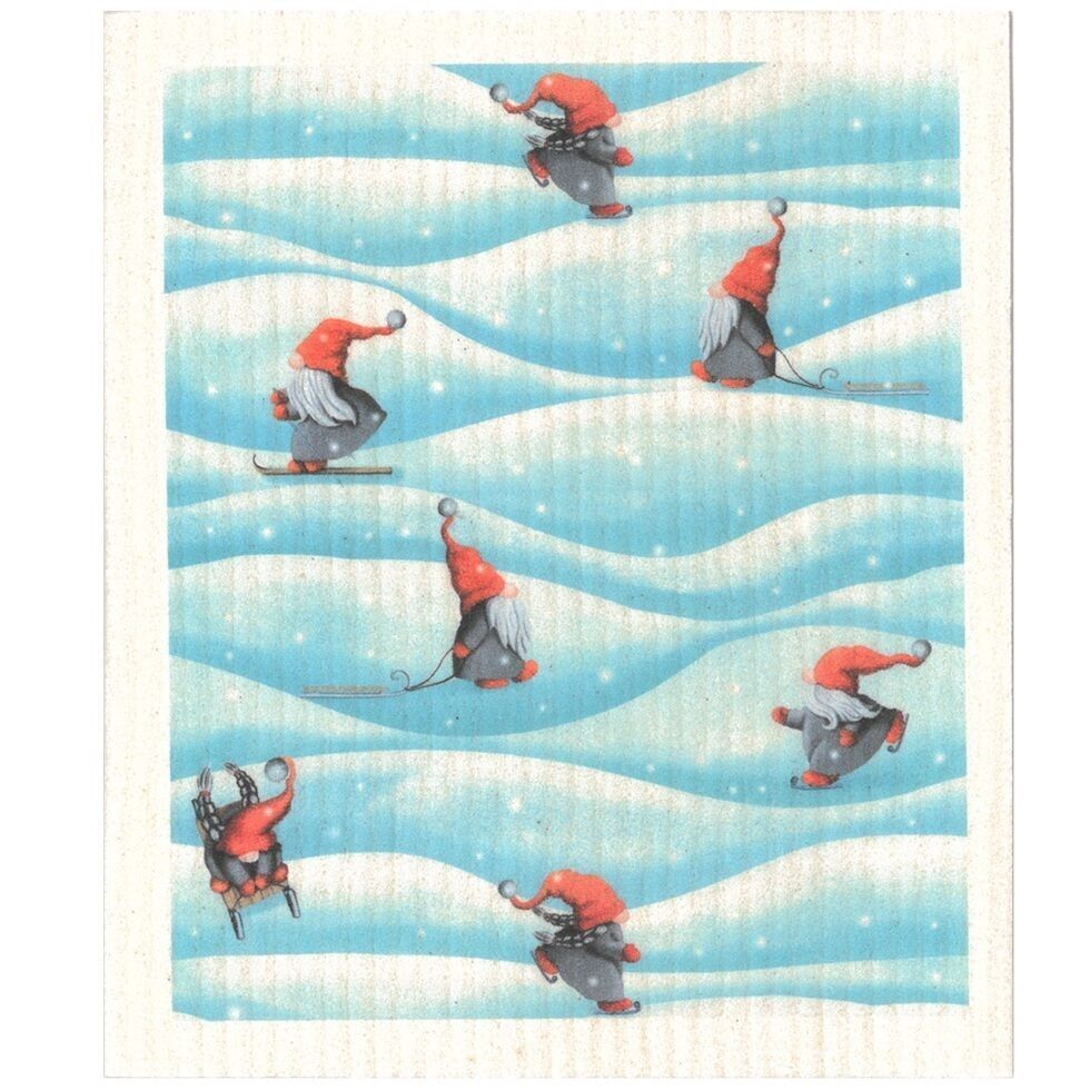 Strofinacci natalizi che giocano con la neve