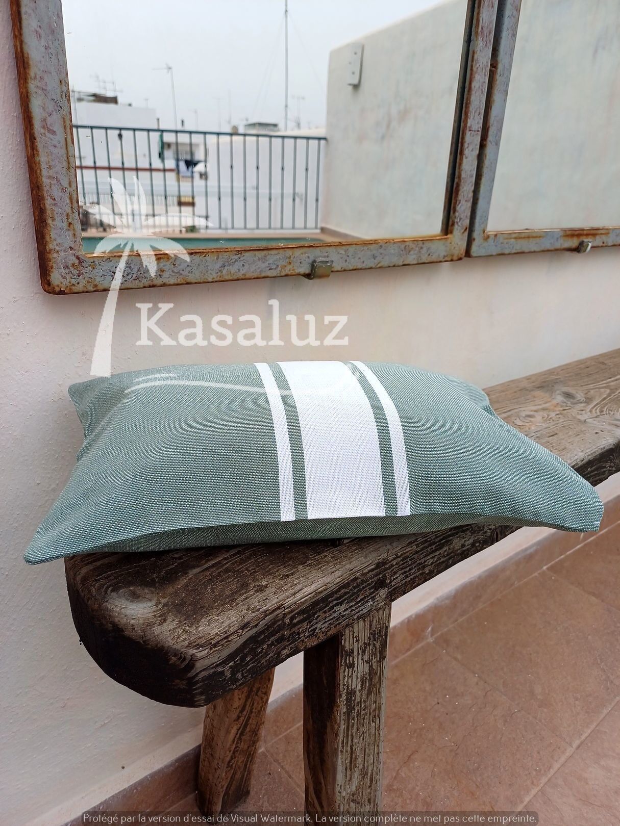 Cuscino da spiaggia autentico verde salvia