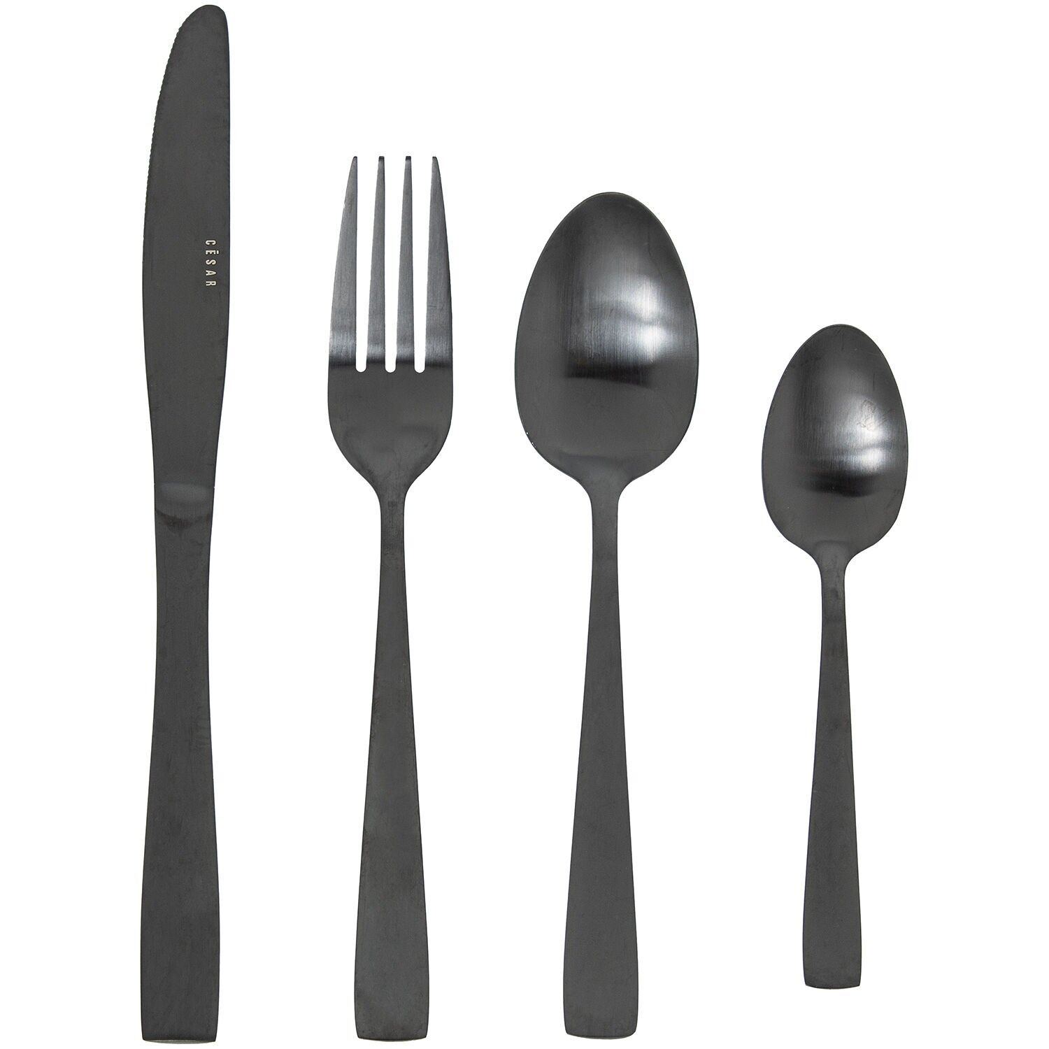 24-teiliges Besteckset aus schwarzem Edelstahl (Lucia), spülmaschinenfest, ST682