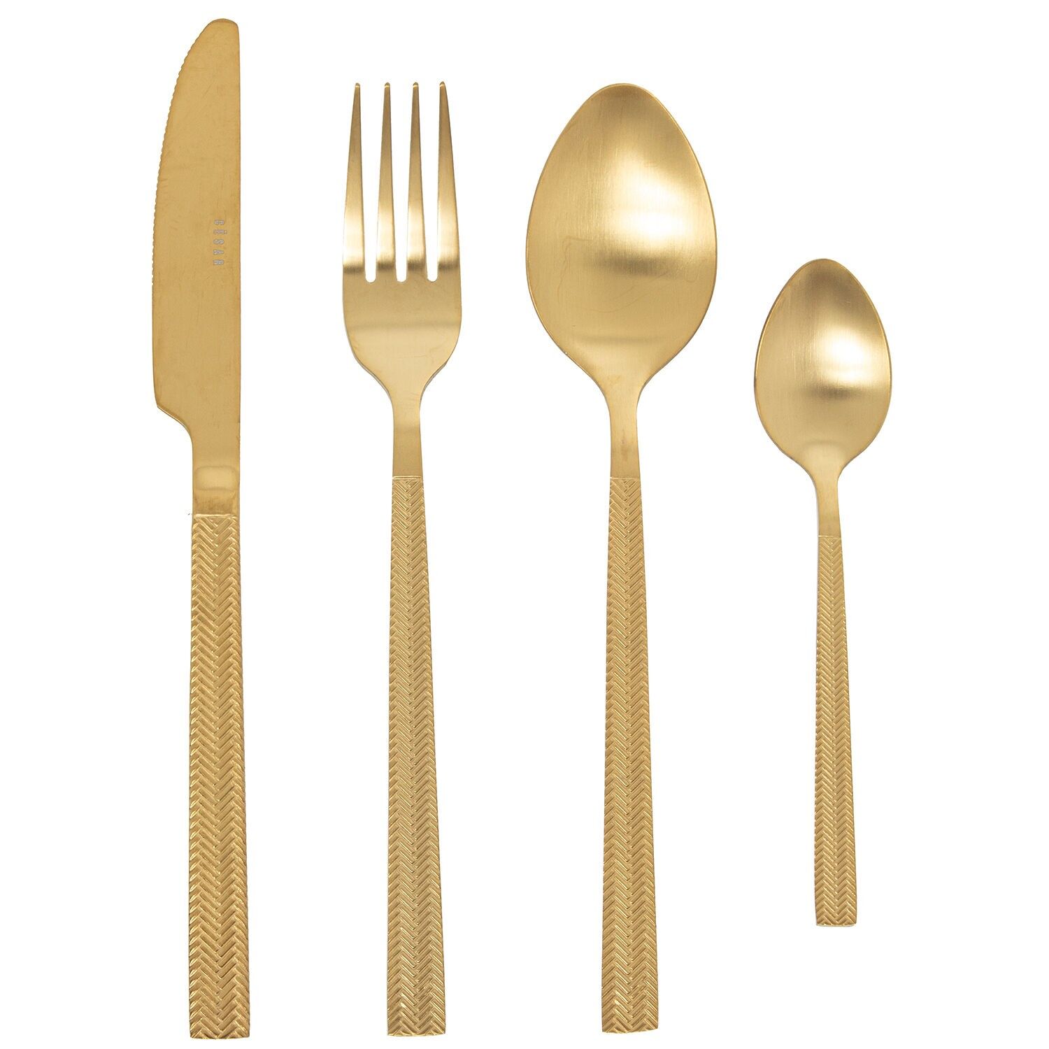 24-teiliges Besteckset, mattgoldener Edelstahl (Alba), spülmaschinenfest ST684