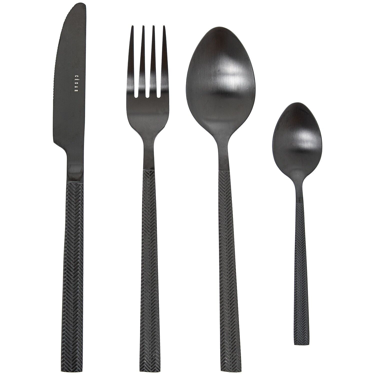 24-teiliges Besteckset aus schwarzem Edelstahl (Alba), spülmaschinenfest, ST685