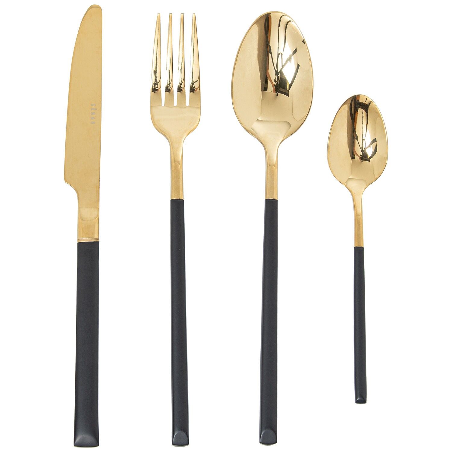 24-teiliges Besteckset, schwarzer und goldener Edelstahl (Noah), spülmaschinenfest ST687
