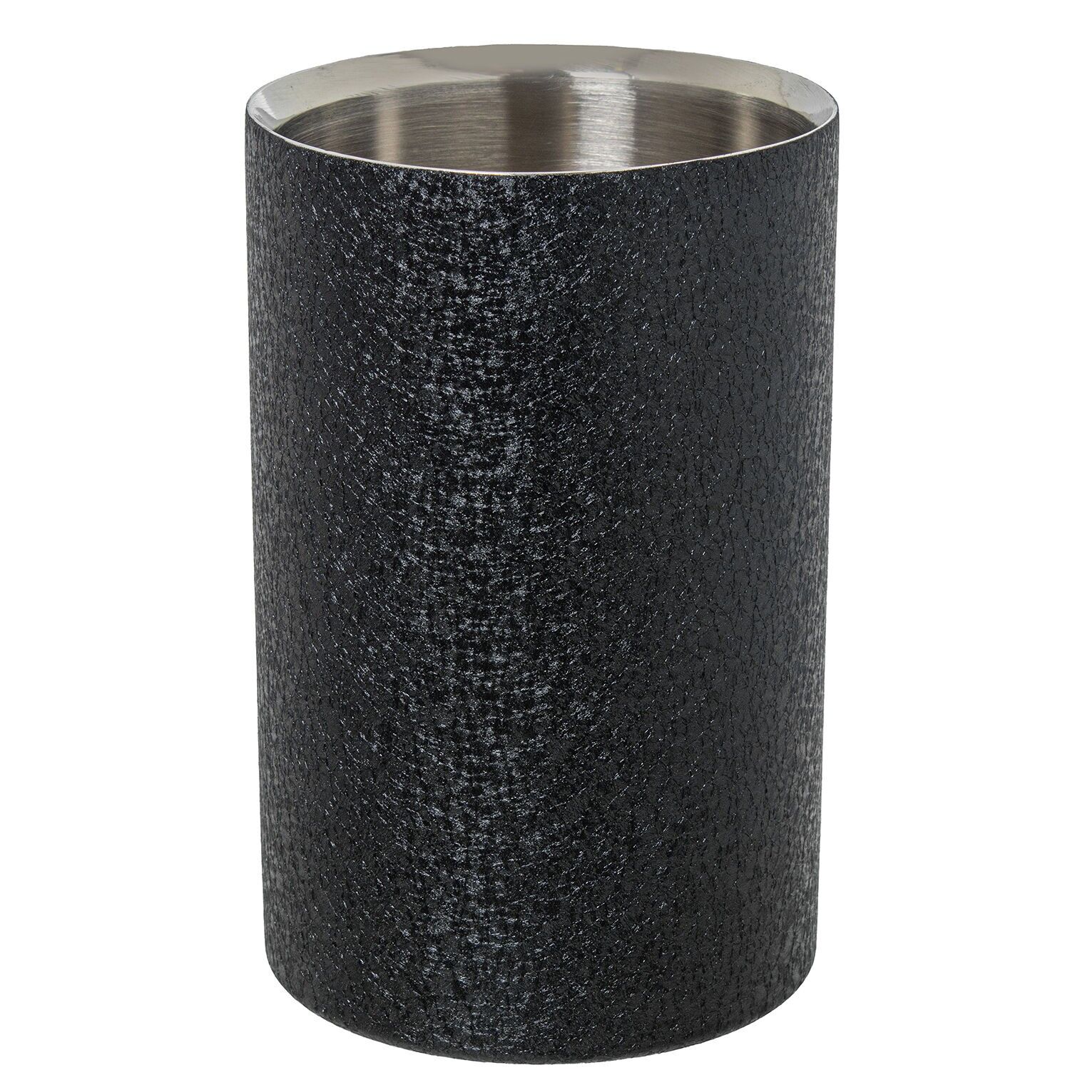 Flaschenkühler aus Edelstahl, schwarzer Deckel, 12 x 19 cm, ST778