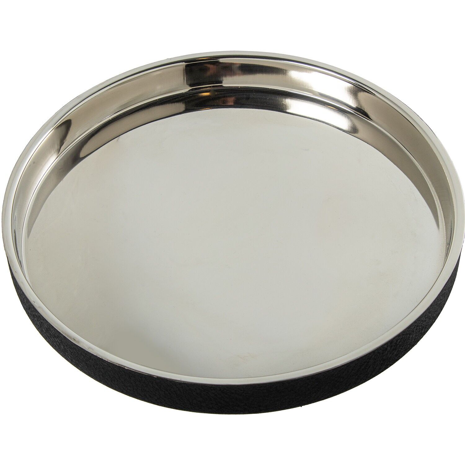 Rundes Edelstahltablett, schwarzer Deckel 37 x 4 cm Innenmaße: 35 cm ST782