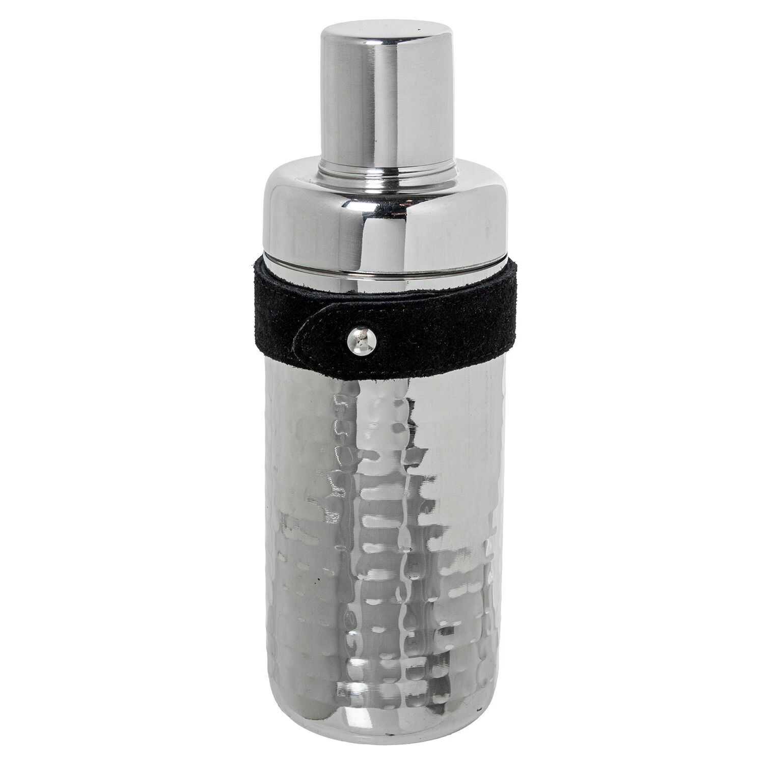 550-ml-Cocktailshaker aus Edelstahl mit Lederriemen, gehämmert, 8 x 23 cm, ST791