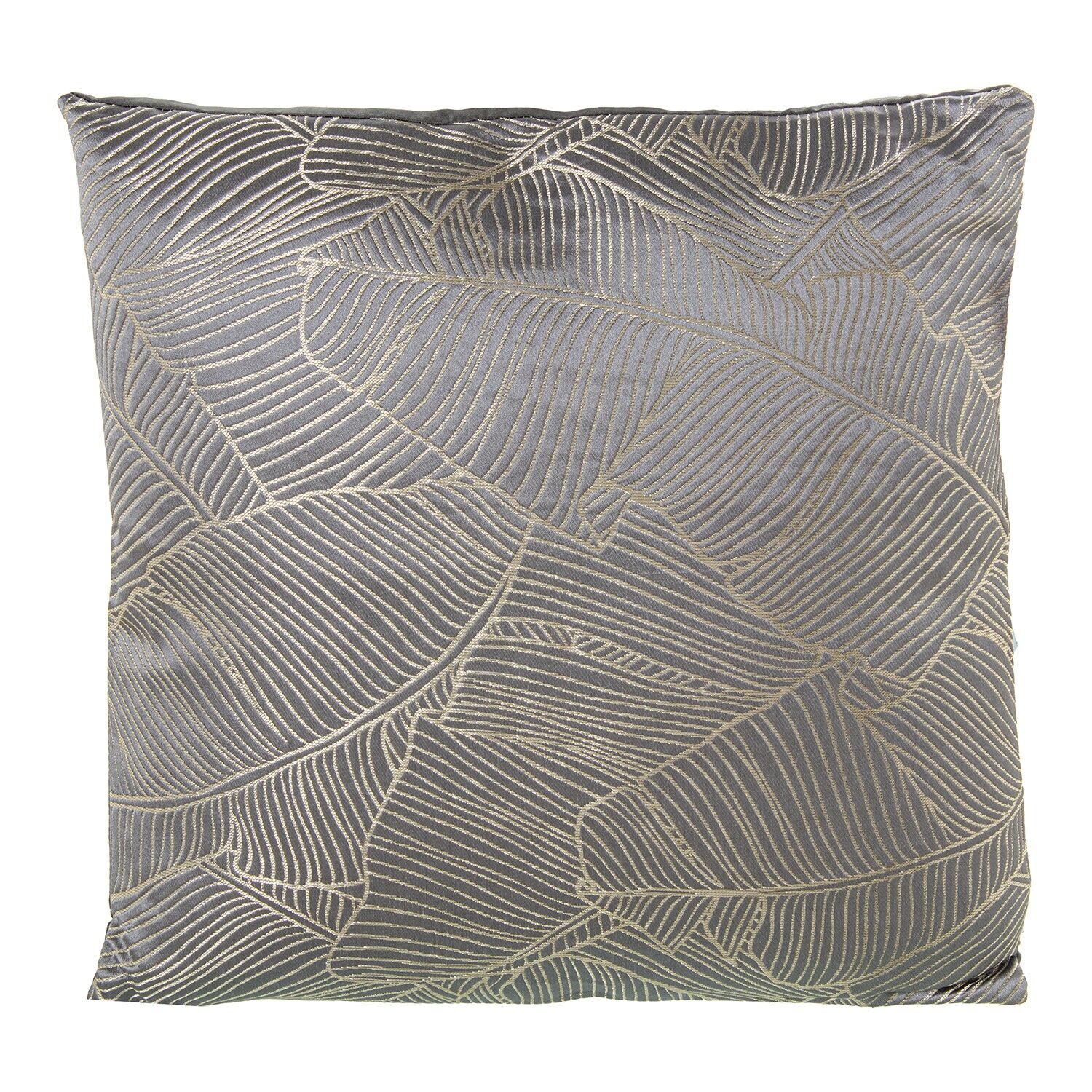 Kissen 22132 grau-beige Blätter mit Reißverschluss 43x43cm, 380g, Polyester ST1321