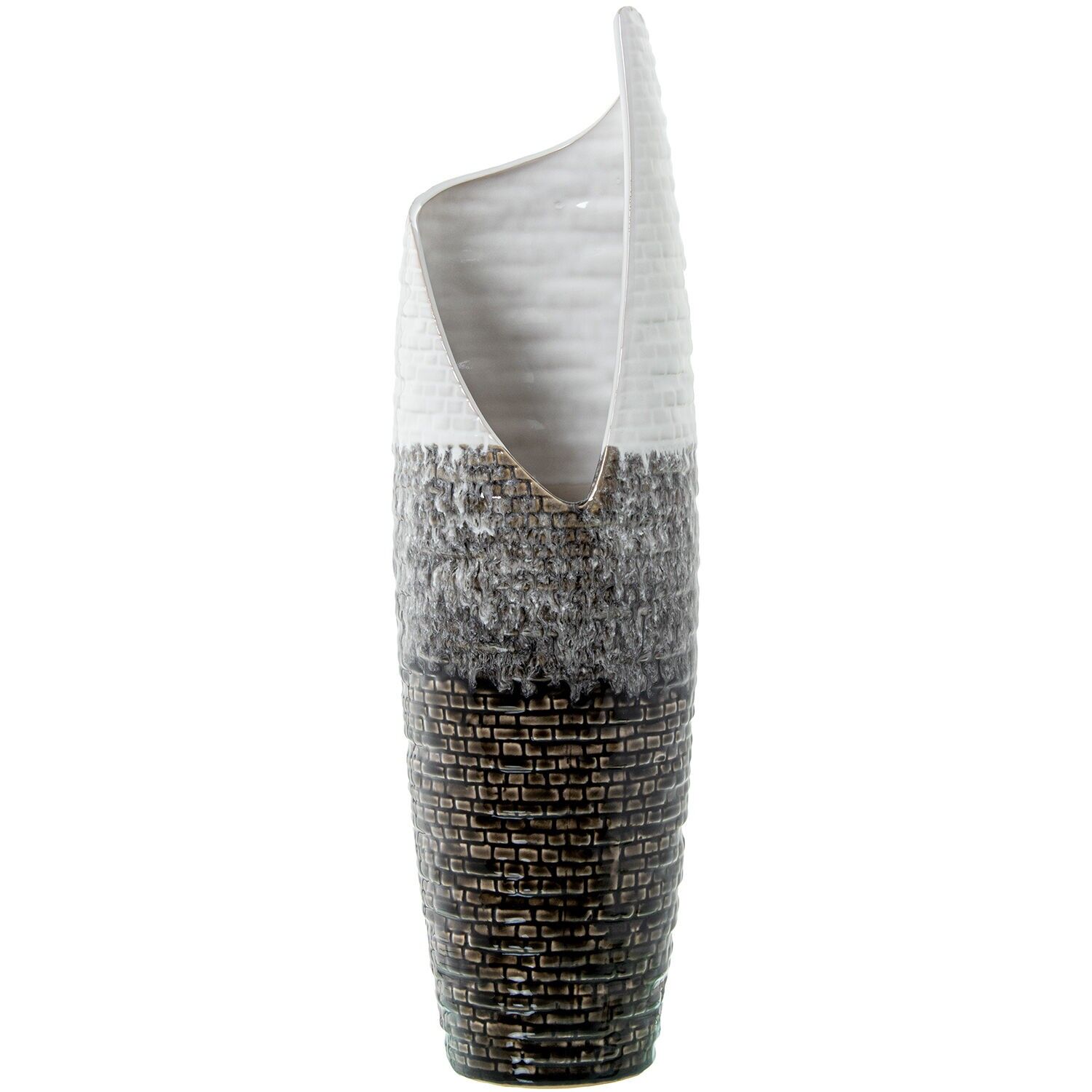 Vase 22380 Keramikmosaik grau, weiß 11x49cm ST1346