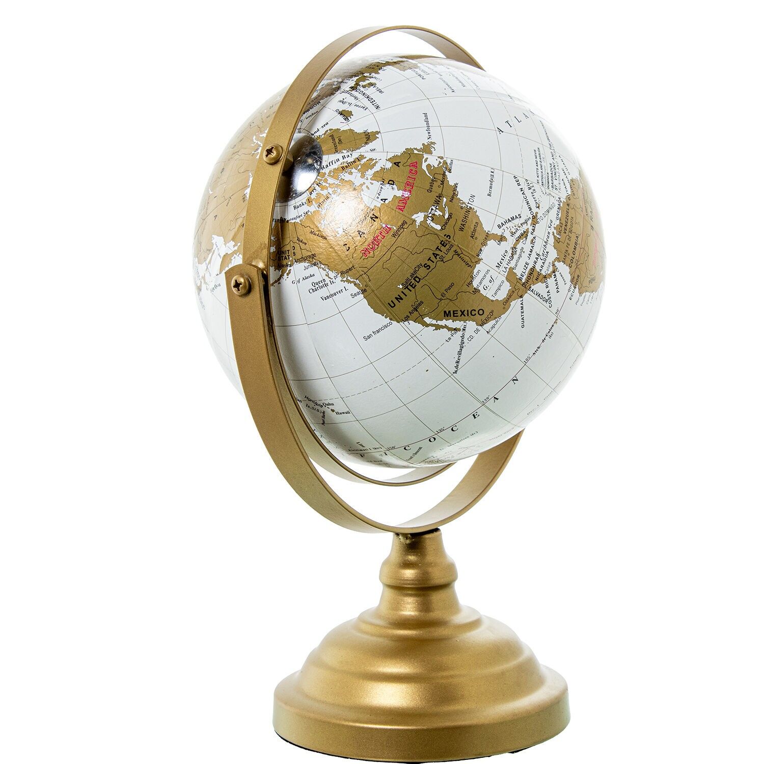 Globus 23562 weiß mit goldfarbenem Metallständer 19x16x28cm ST1384