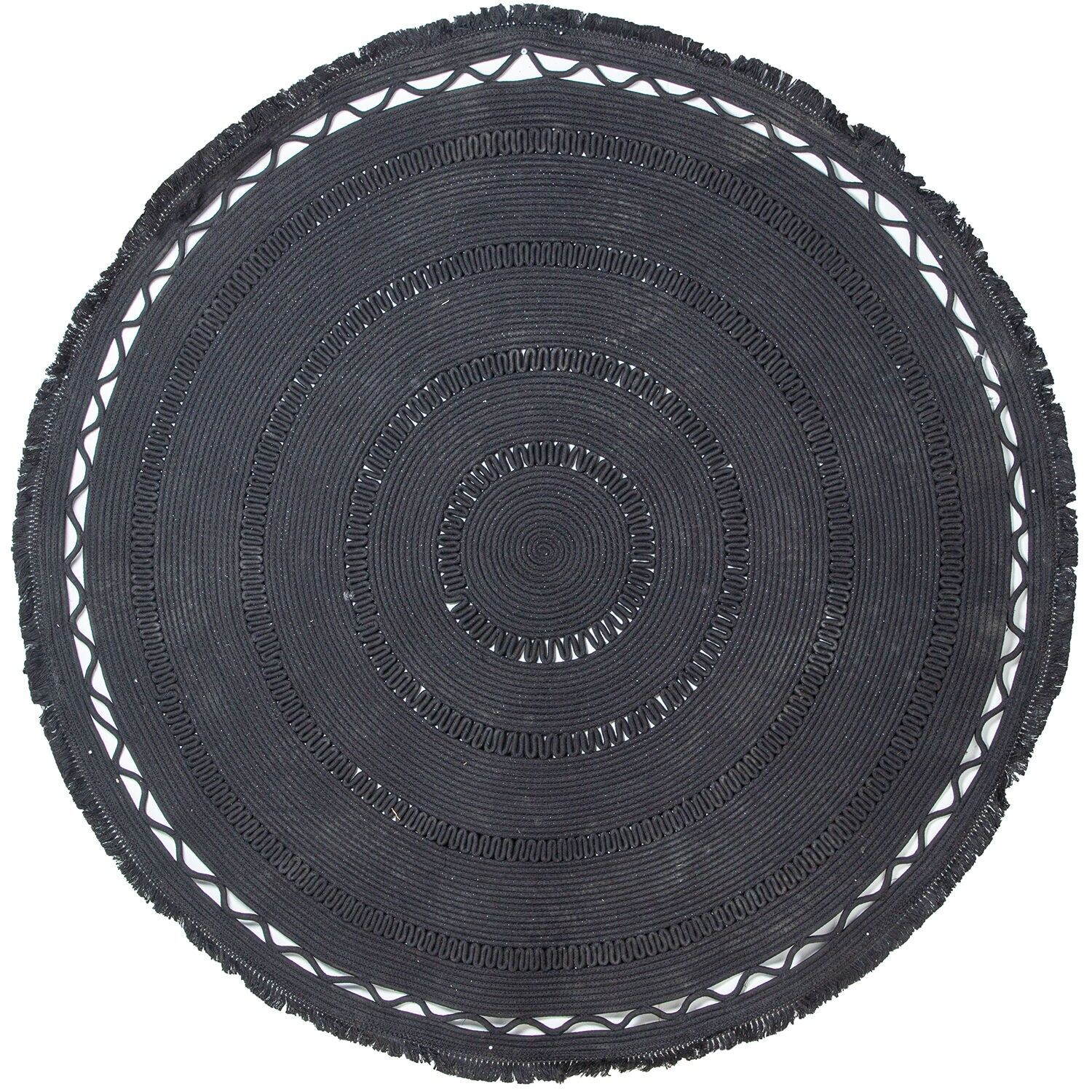 Korbgeflechtteppich ø150cm schwarz 150cm ST3801