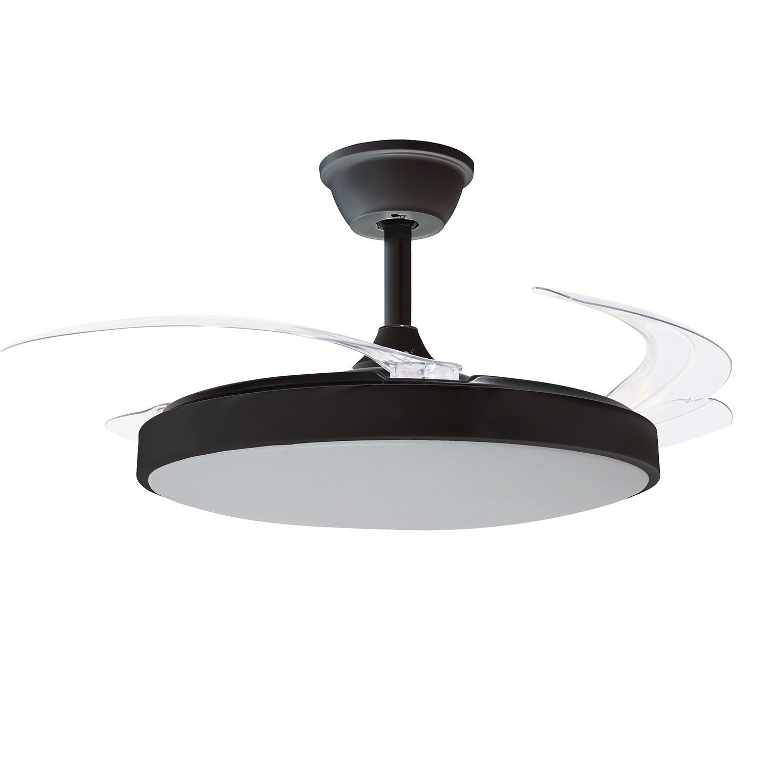 Deckenventilator mit Beleuchtung, 3 einziehbare Flügel, schwarzes Eclipse-Design, 106 x 36–53 cm, Leuchtmittel: 45 cm ST4672