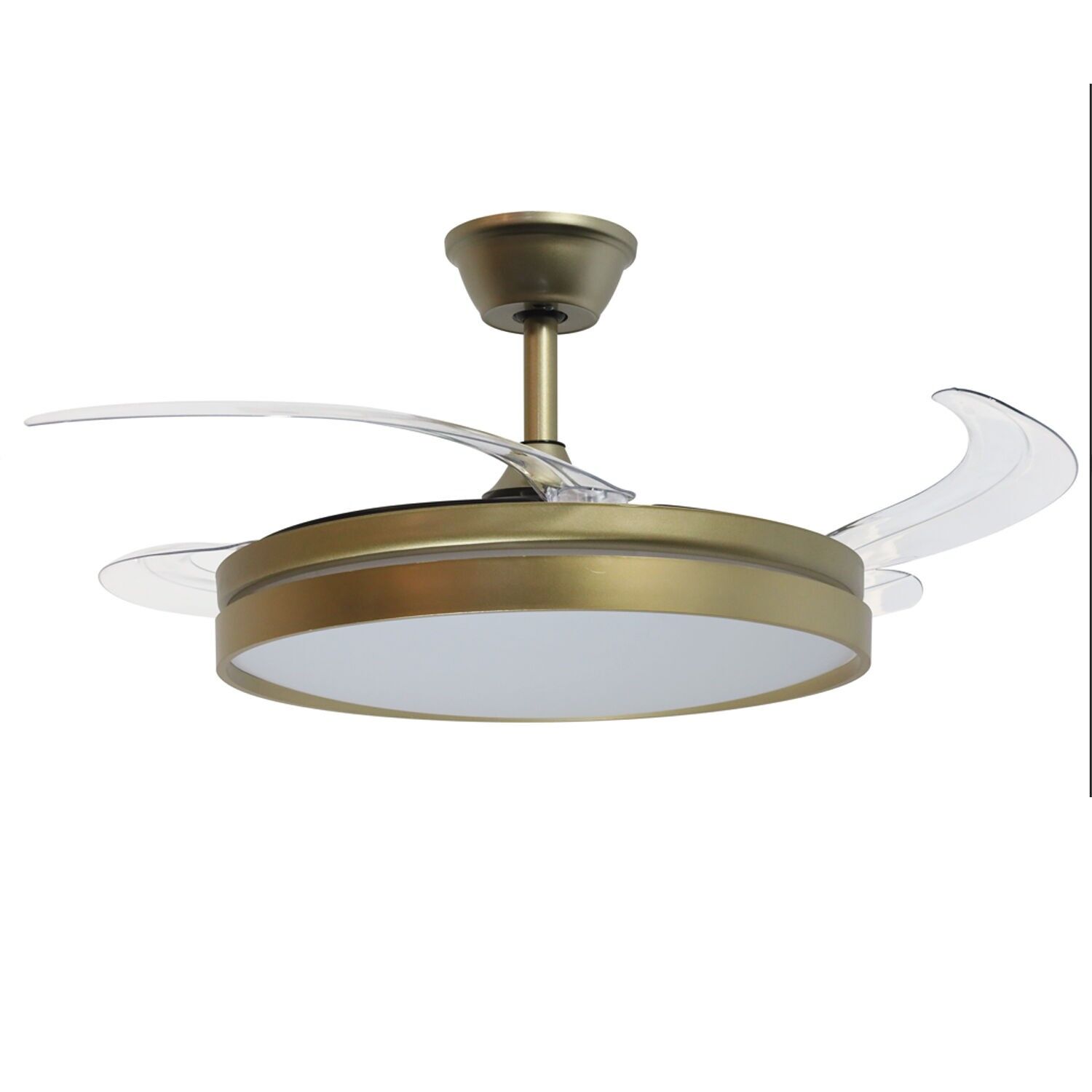 Zenith Deckenventilator mit Beleuchtung, 3 einziehbare Flügel, mattgold, 106 x 36–53 cm, Lampe: 45 cm ST4677