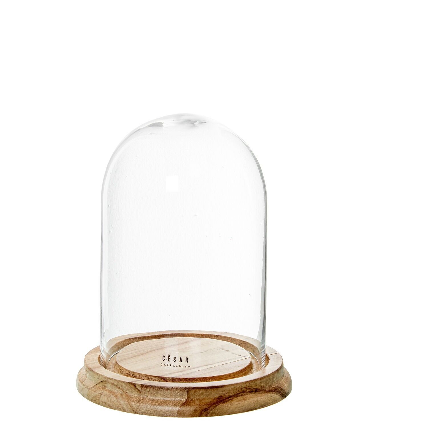 Klare Glasglocke mit Holzsockel 19x25cm ST10215