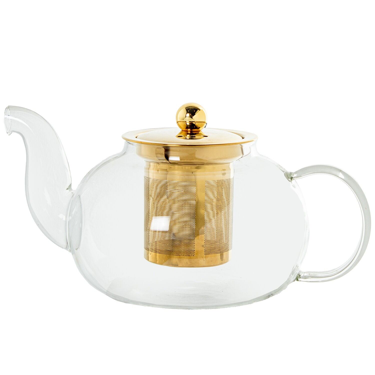 Tetera cristal borosilicato con filtro acero dorado 800ml 20, 5x13, 5x9cm 800ml ST10586