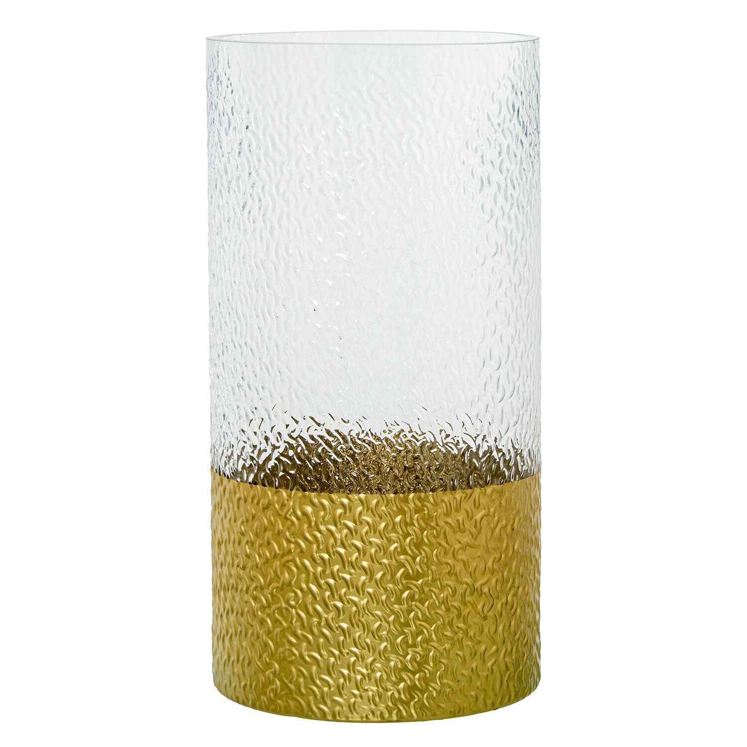 Klarglasvase mit goldenem Sockel 15x30cm ST10662