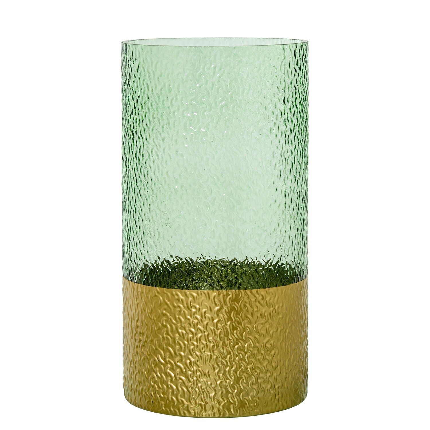 Grüne Glasvase mit goldenem Fuß 15x30cm ST10664