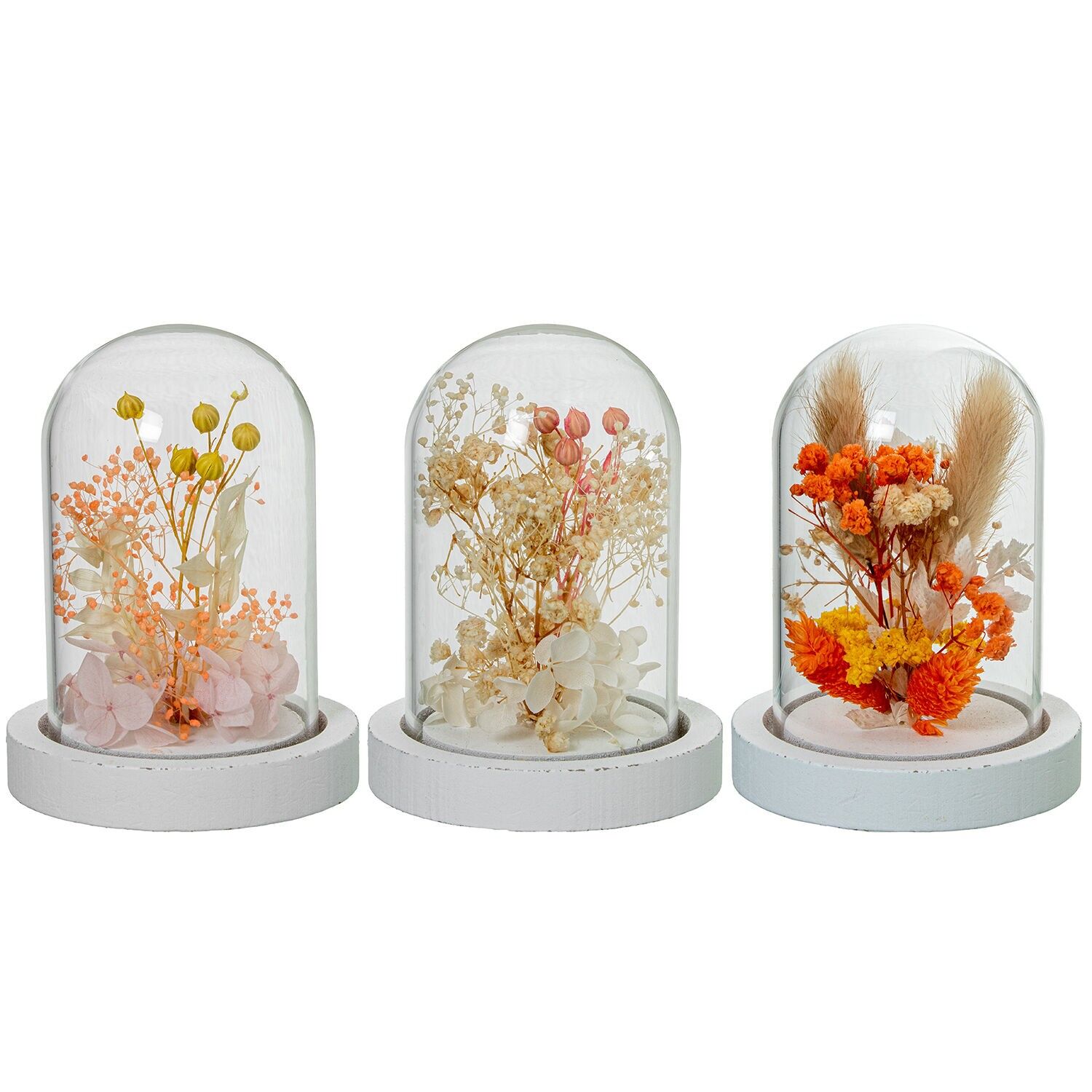 Urna cristal con base madera y flores artificiales surt 8, 5x11cm ST10678