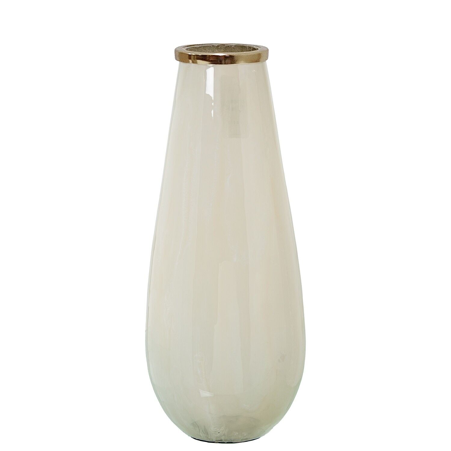 38 cm große Glasvase mit goldfarbenem Aluminiumrand 15x38cm ST10687