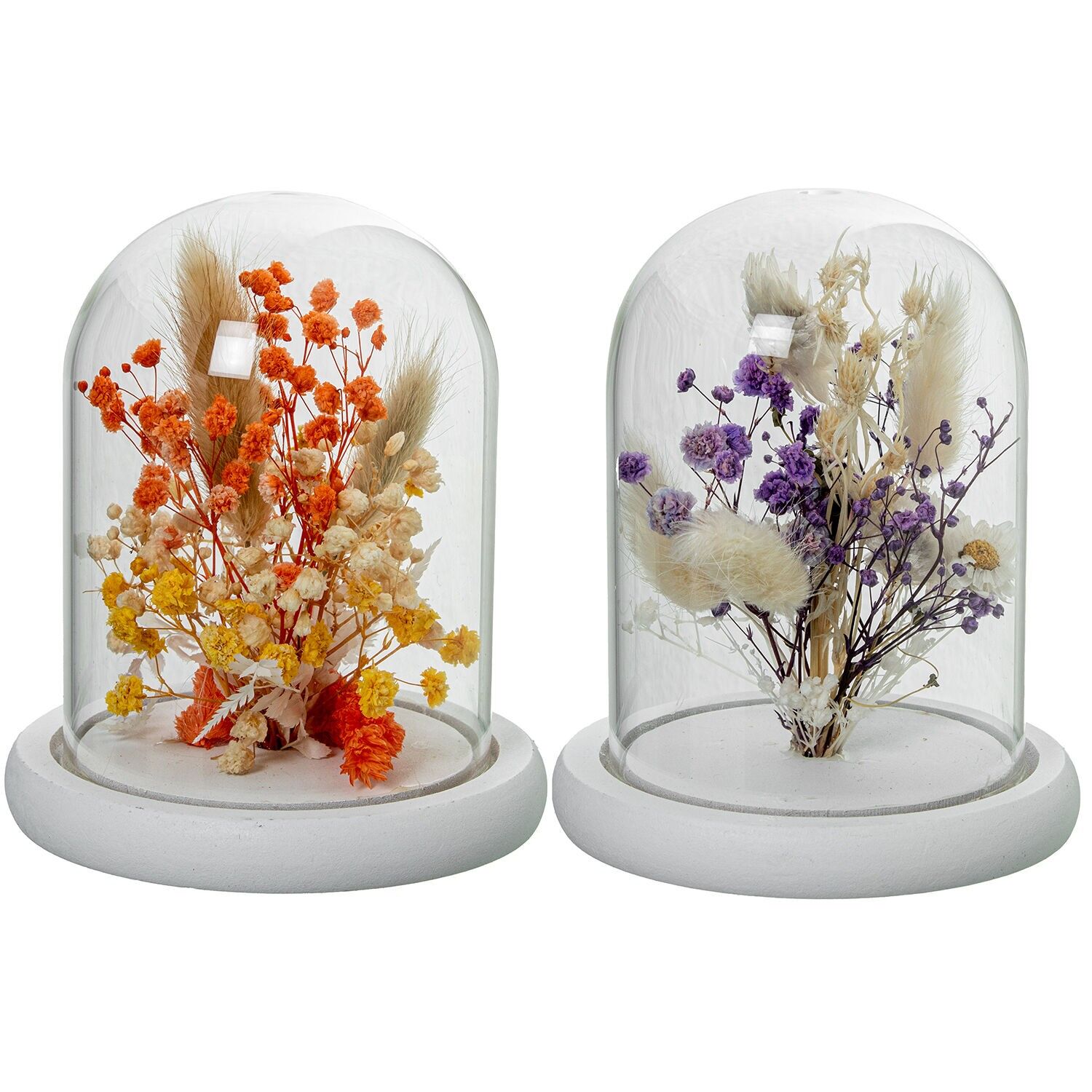 Urna cristal con base madera y flores artificiales surt 11x13cm ST10677