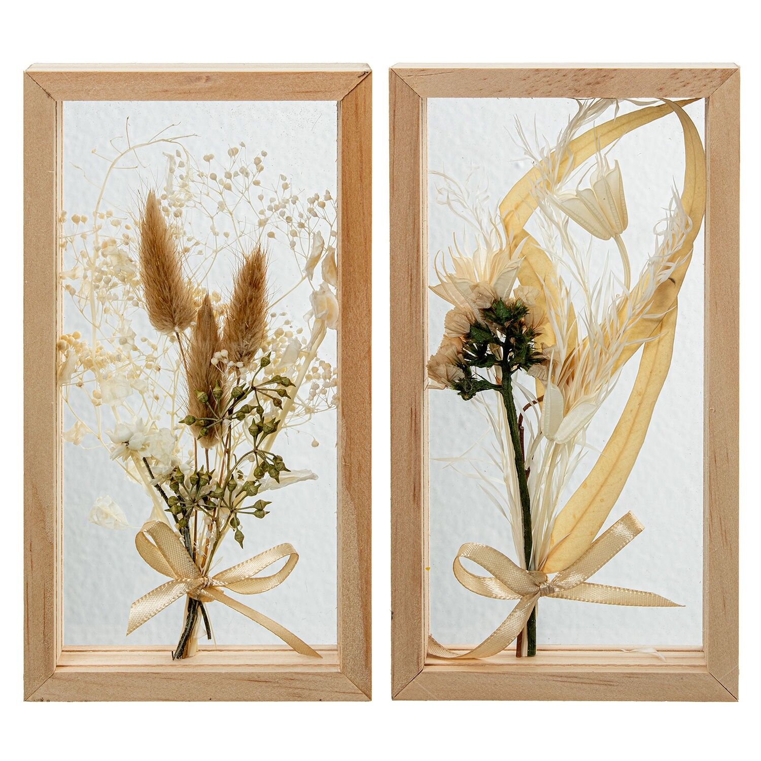 Marco madera, acrilico con floresartificiales, 2 mod surt 10x19x3cm ST10683