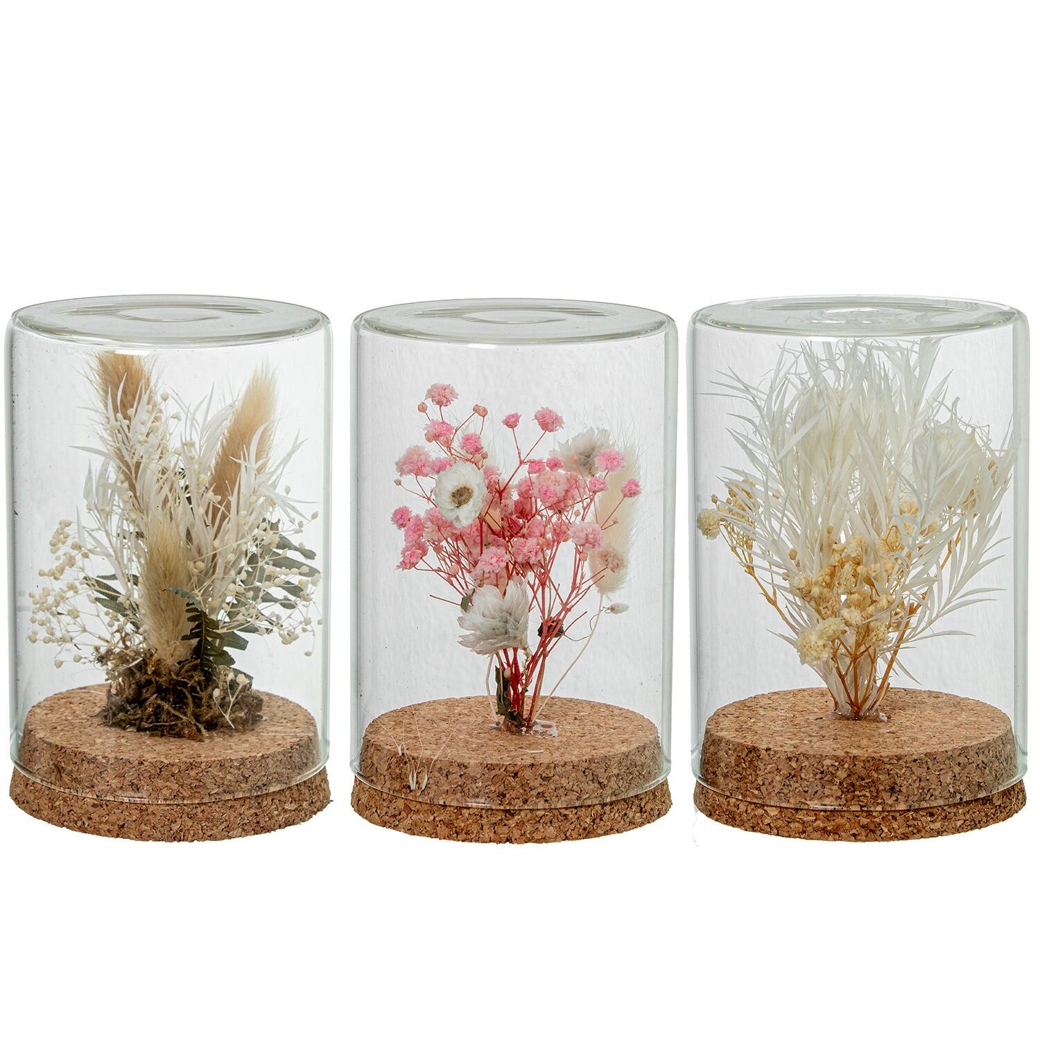 Glasurne mit Korkfuß und verschiedenen künstlichen Blumen, 8 x 12 cm, ST10681