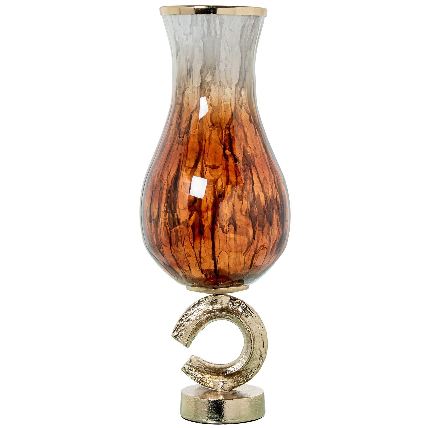 Glasvase mit goldfarbenem Aluminiumrand und -fuß, 18 x 49 cm, ST10713