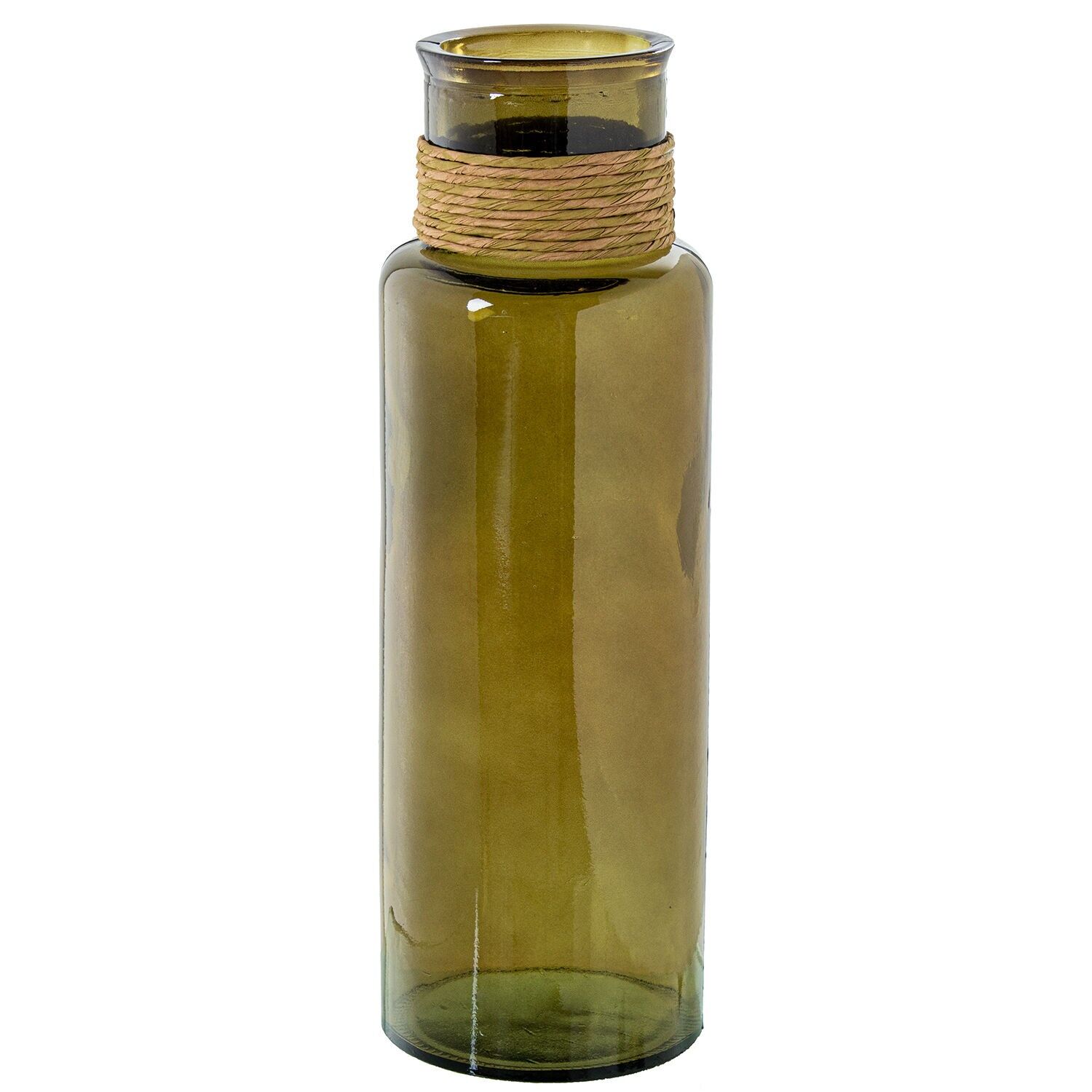 Vase aus Recyclingglas, 45 cm, braun mit Binsenmuster, 15 x 45 cm, ST11133