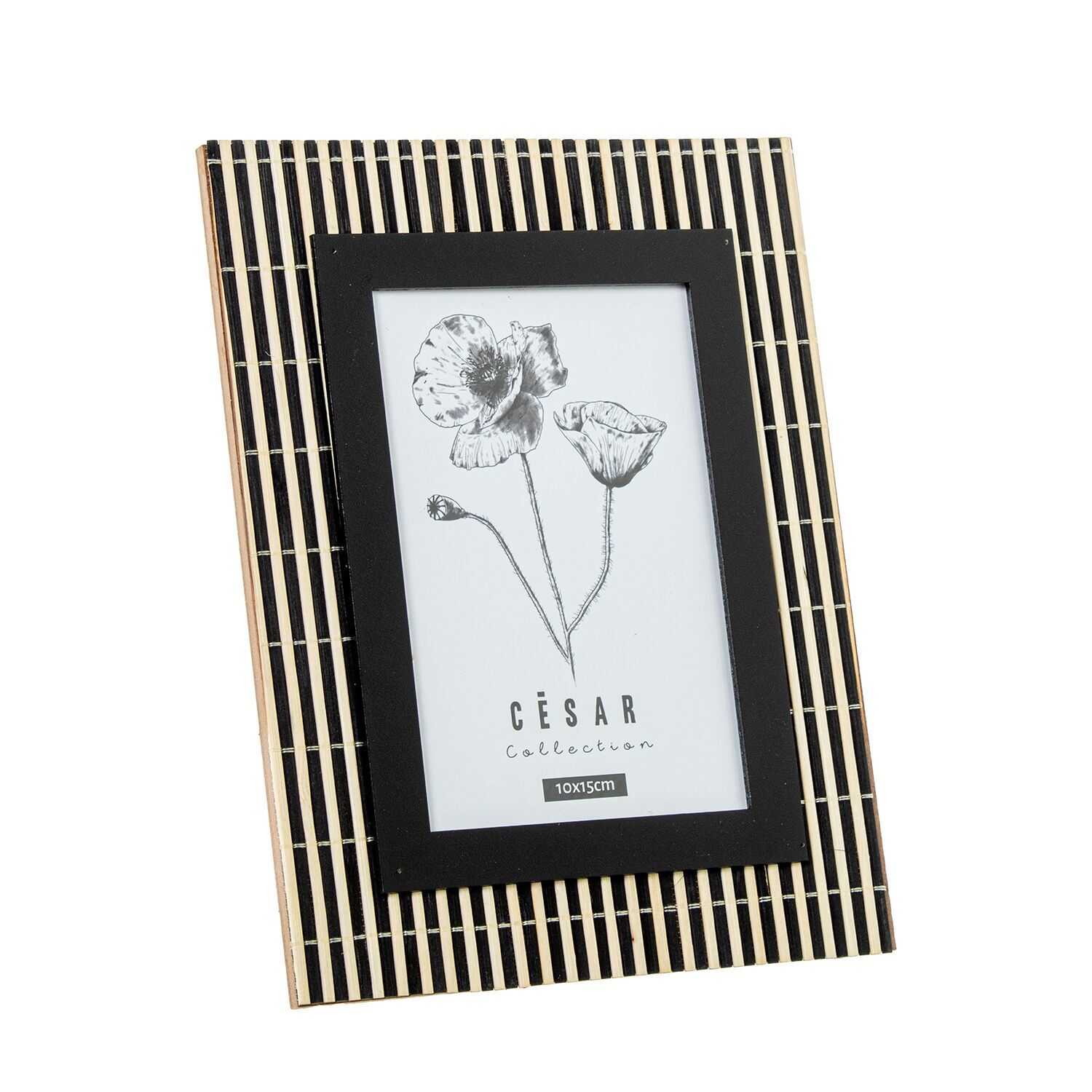 Holzbilderrahmen, Korbgeflecht 10x15cm natur, schwarz ext:16, 8x1x21, 8cm ST12590
