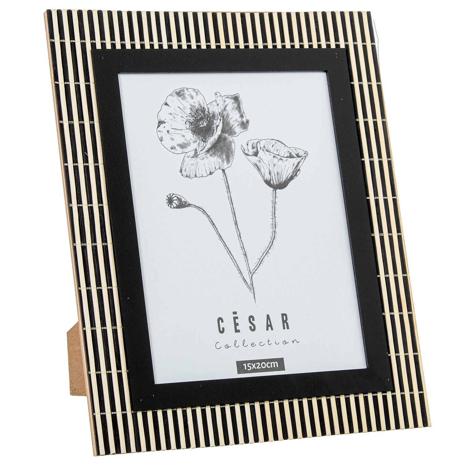 Holzbilderrahmen, Korbgeflecht 15x20cm natur, schwarz ext:21, 8x1x26, 8cm ST12591