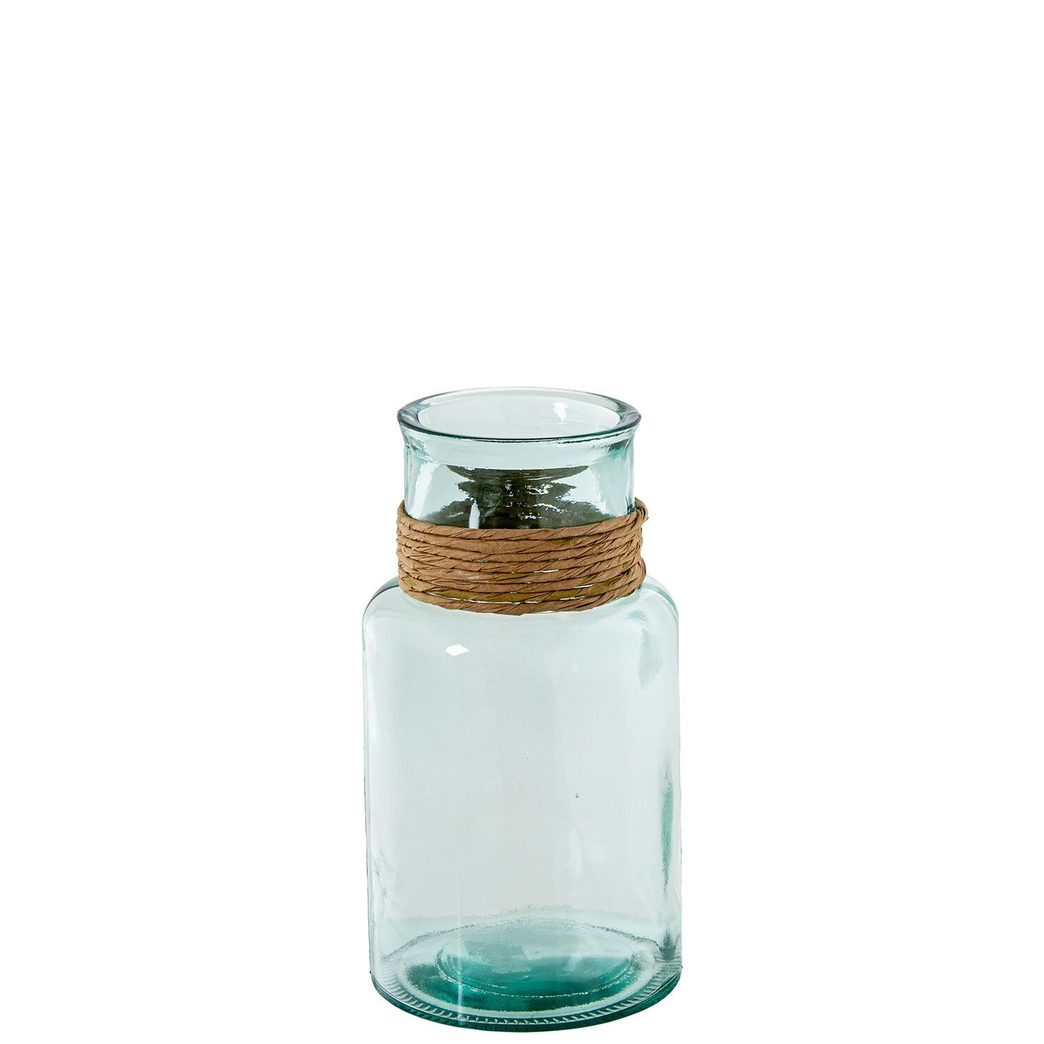 Vase aus Recyclingglas, 28 cm, klar, mit 15 x 28 cm Schilfrohr ST11134