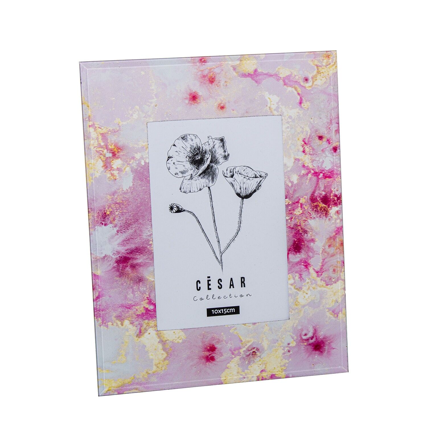 Glasfotorahmen 10x15cm Blumenmuster: 18x1x23cm ST12597