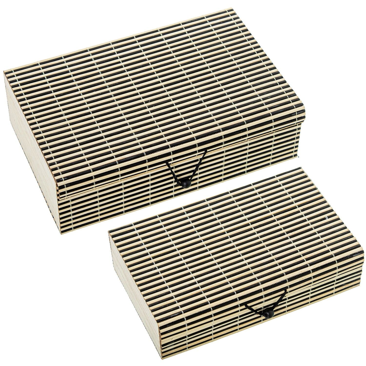 Set aus 2 Schmuckkästchen aus Holz, Naturweide, schwarz, 24 x 15,5 x 7,5 cm und 20 x 13 x 5,5 cm, ST12589