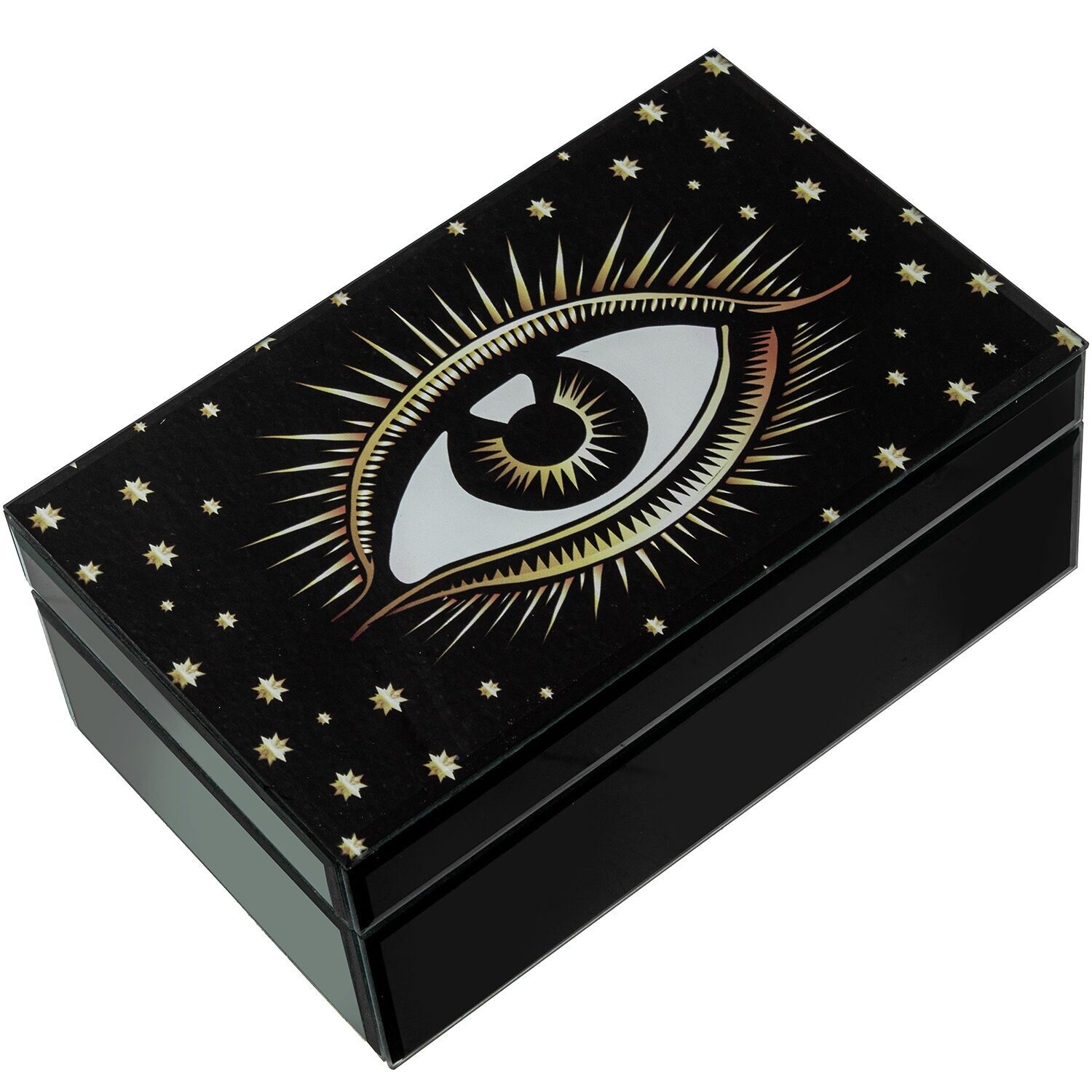 Schwarze Kristall-Schmuckschatulle mit Auge, 21 x 13 x 8,5 cm ST12600