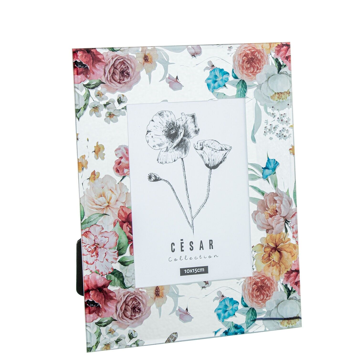 Glasfotorahmen 10x15cm Blumenmuster: 18x1x23cm ST12607