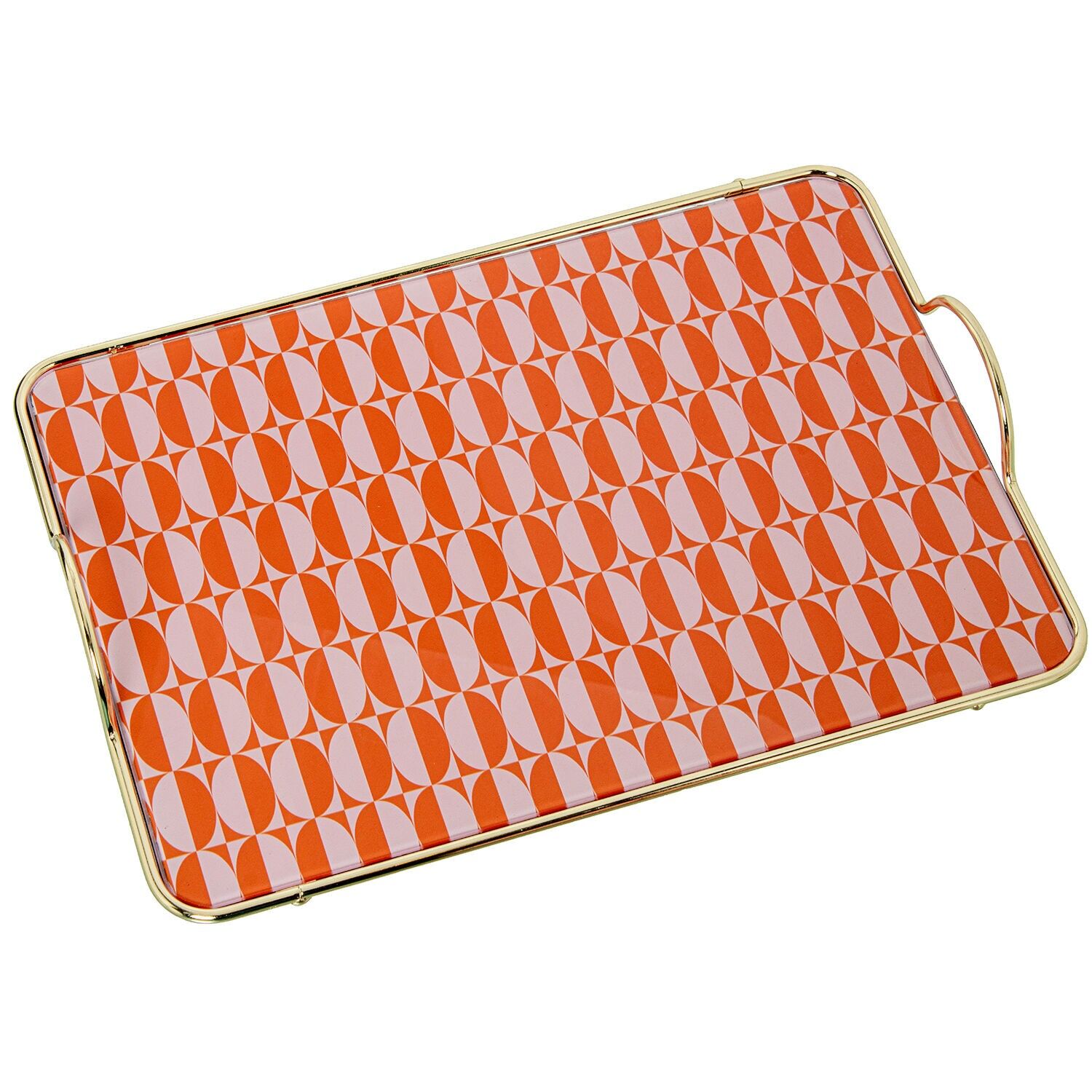 Metalltablett, ovales Glas 35x20x5cm ST12605