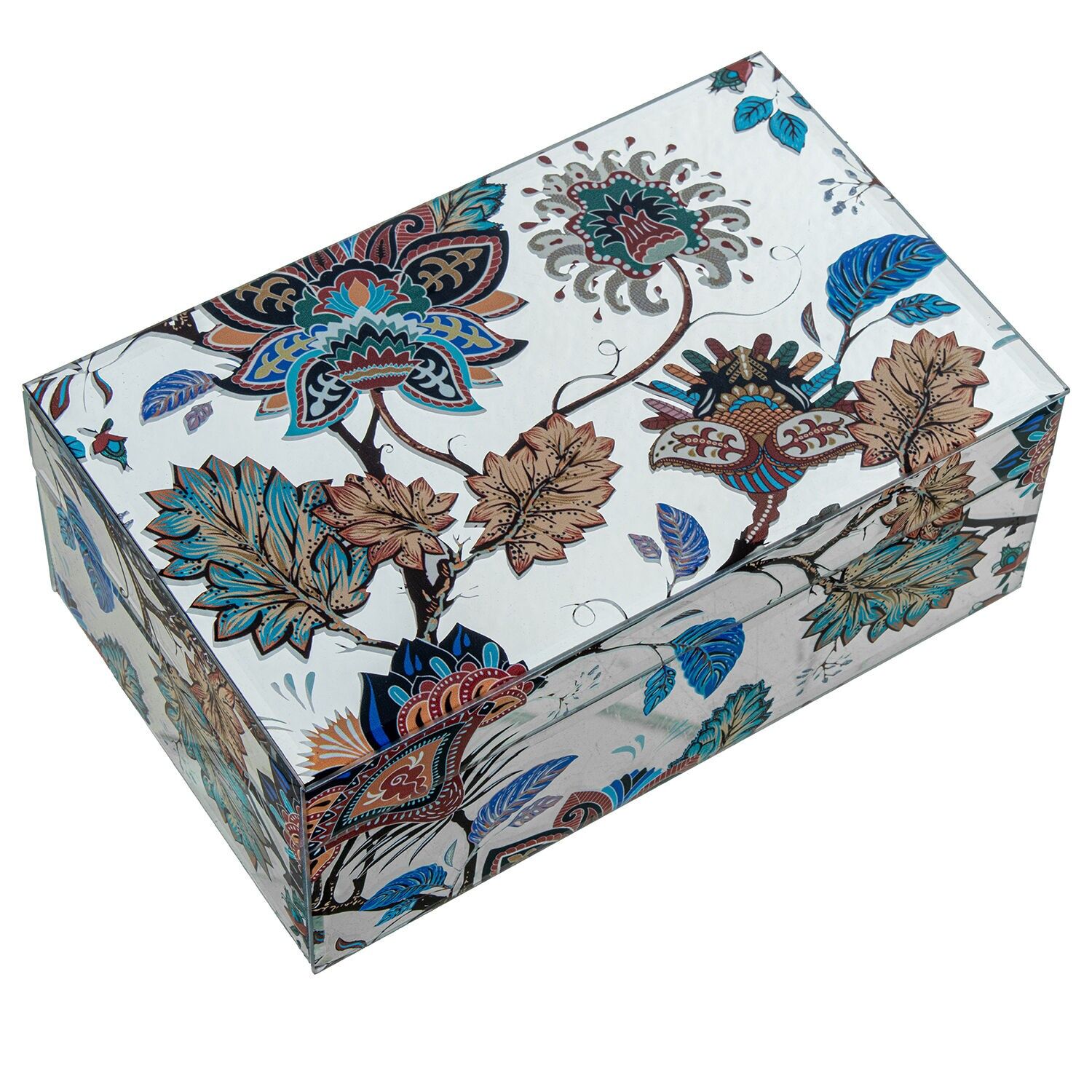 Schmuckkästchen aus Kristall mit Blättern, 21 x 13 x 8,5 cm ST12610