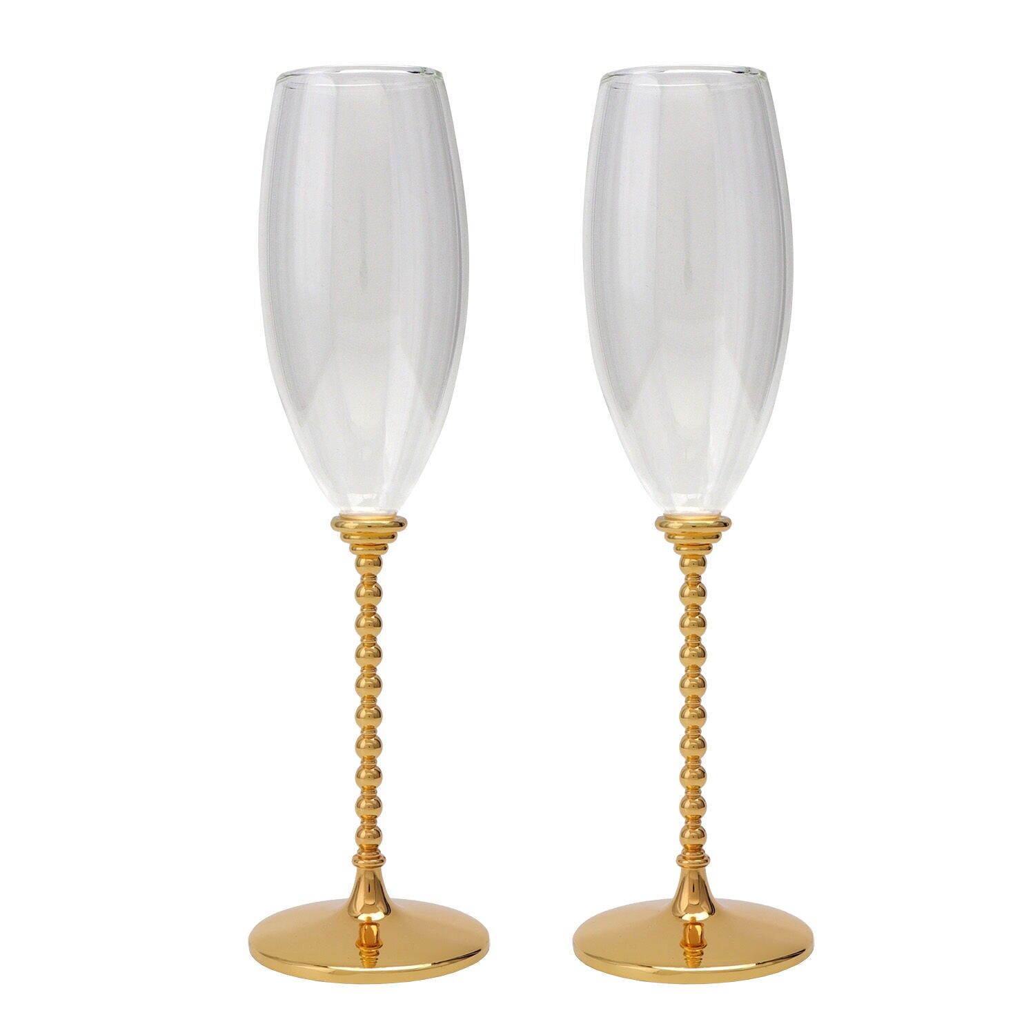 Set 2 copas cava con pie metal dorado 7x24, 5cm ST16226