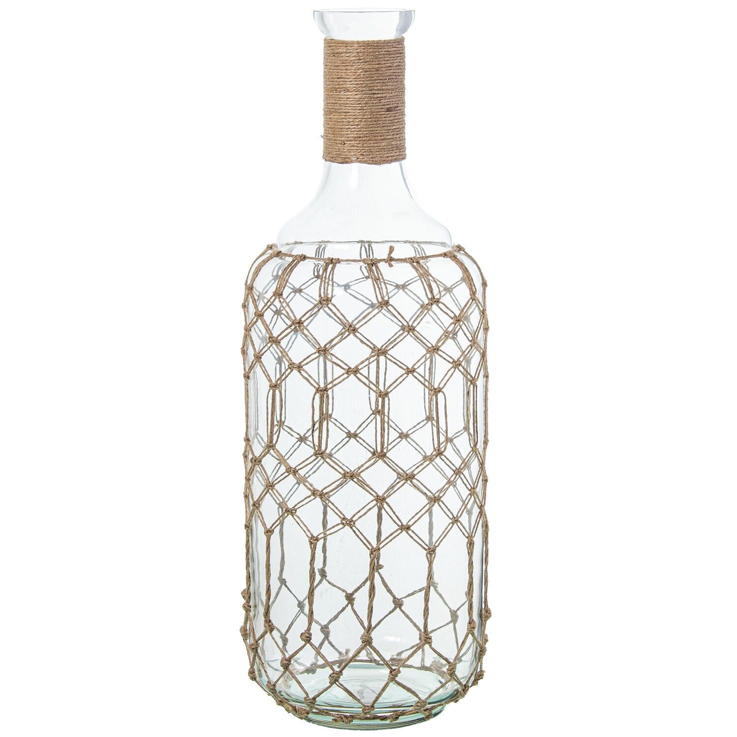 Jarron botella cristal 54cm con cuerda 19x54cm ST16615