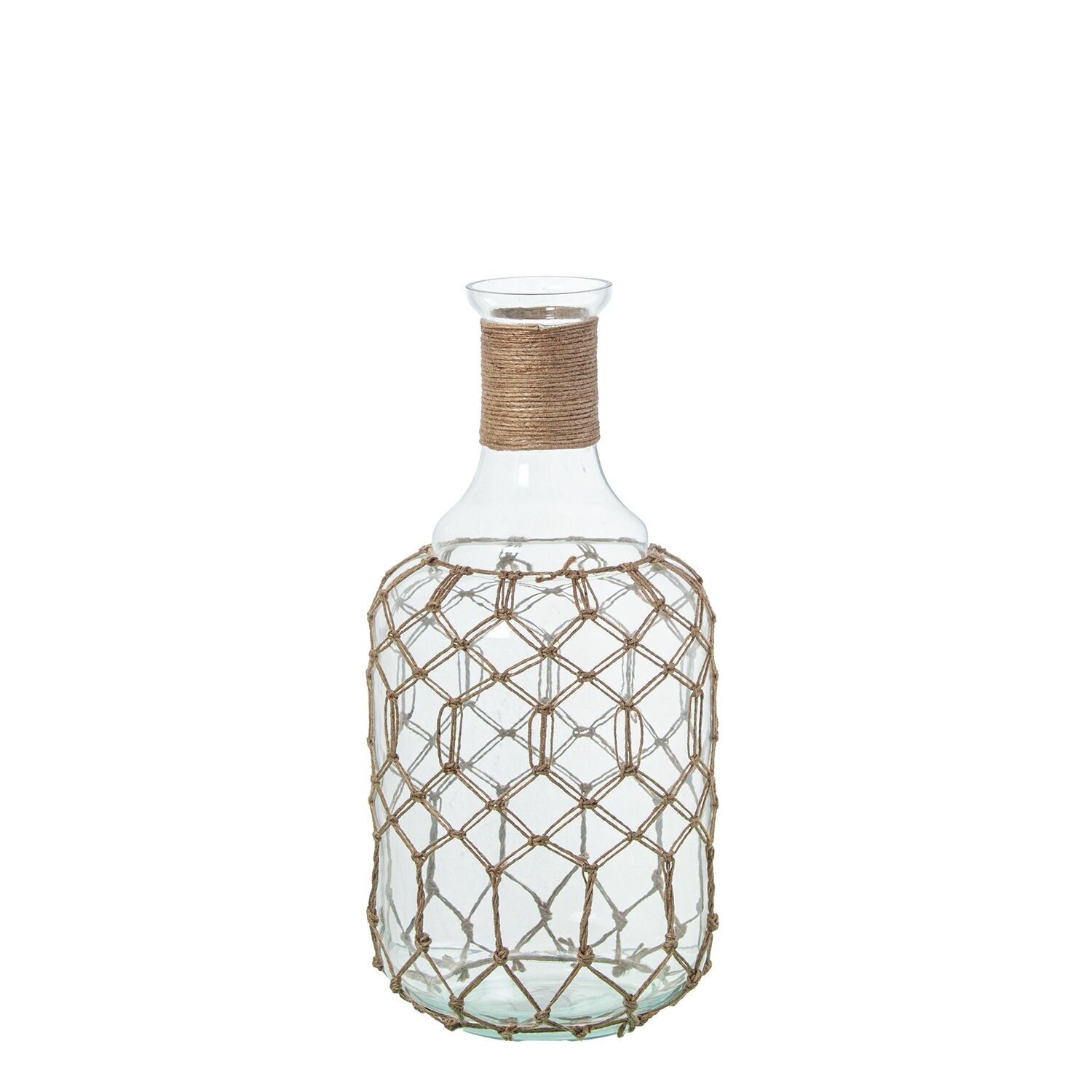 Glasflaschenvase 38 cm mit Seil 19 x 38 cm ST16617