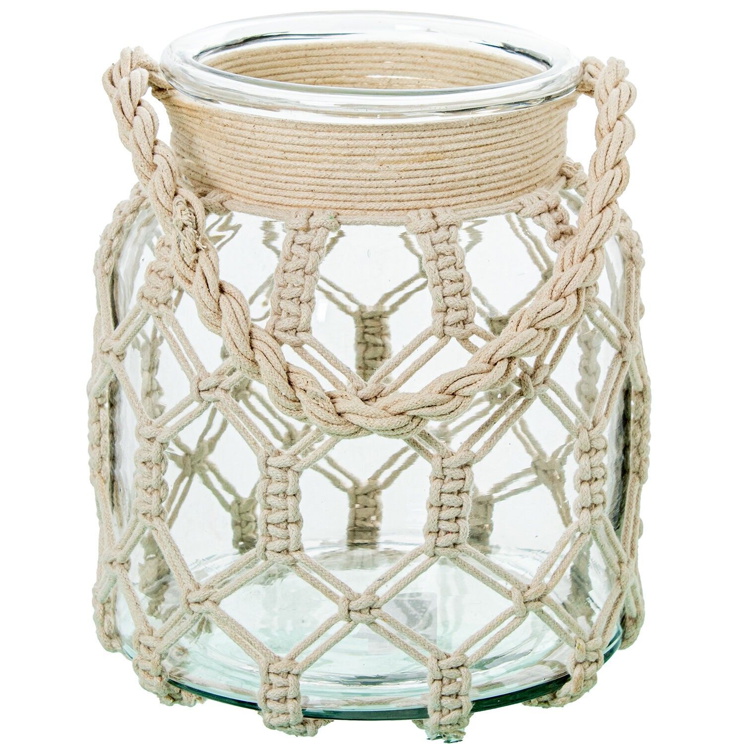 Glasvase, Kerzenhalter 23 cm mit Seil 20 x 23 cm ST16621