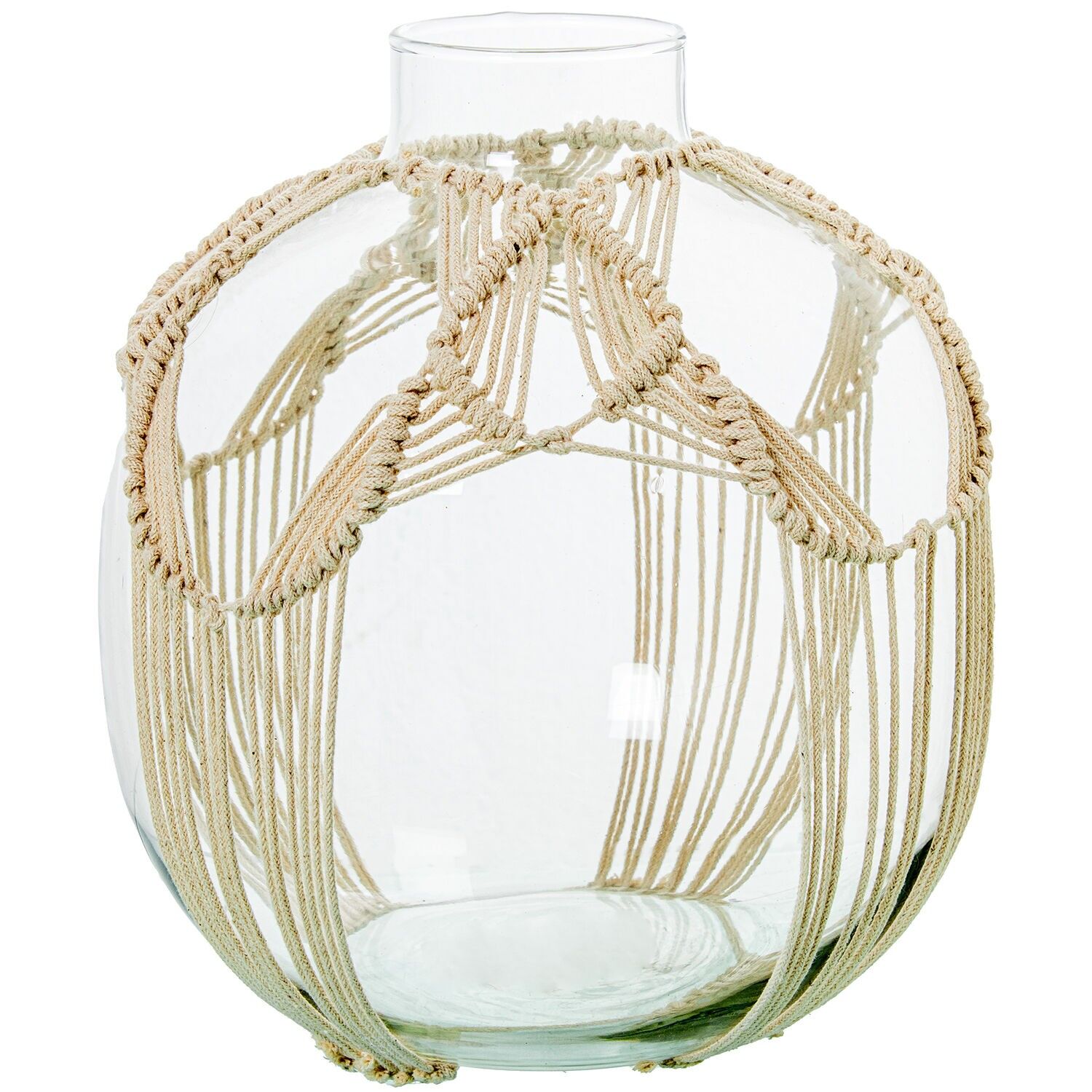 Glasvase 23 cm mit Seil 23x23 cm ST16623