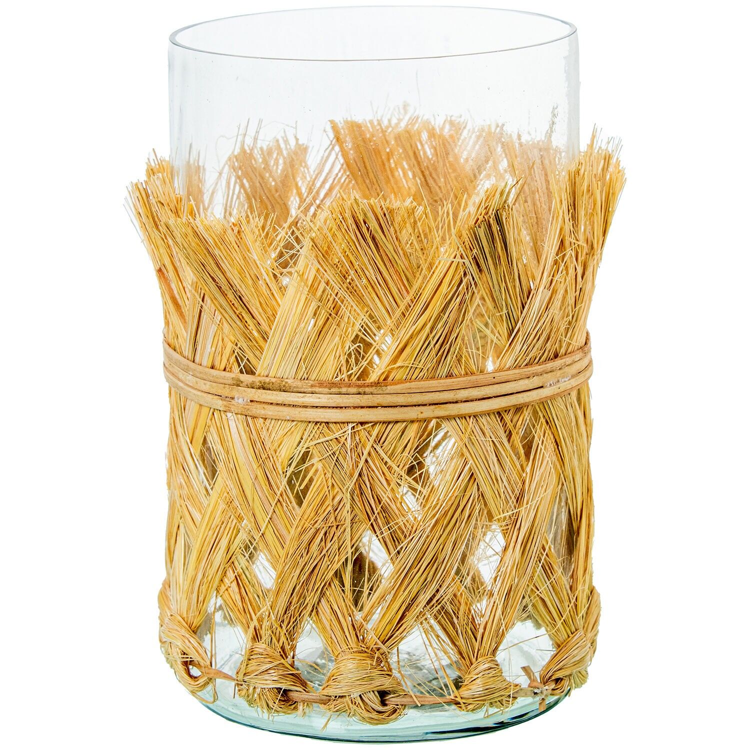 Glaskerzenhalter mit Bast 14x20cm ST16639