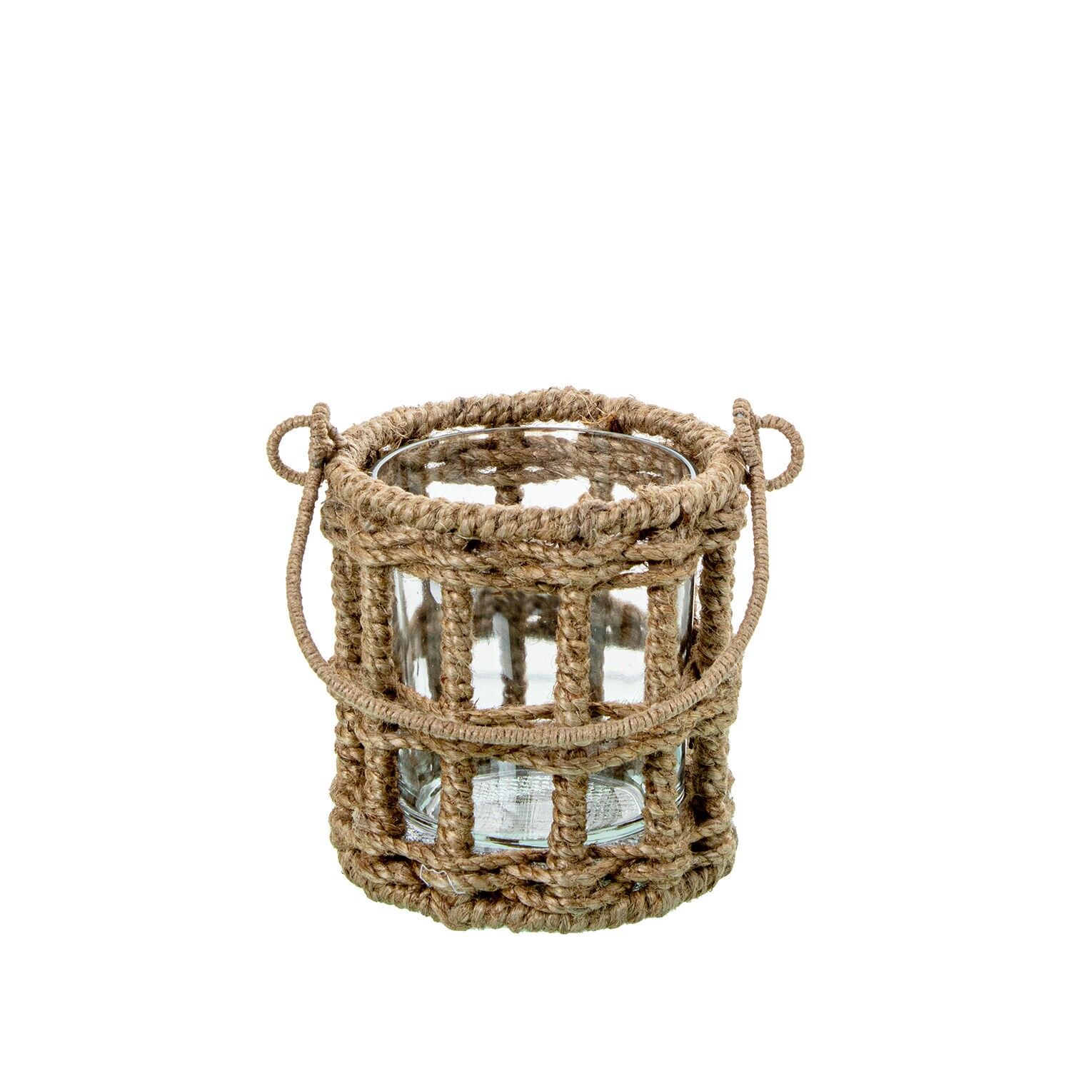 Glaskerzenhalter mit Seil 10x11cm ST16633