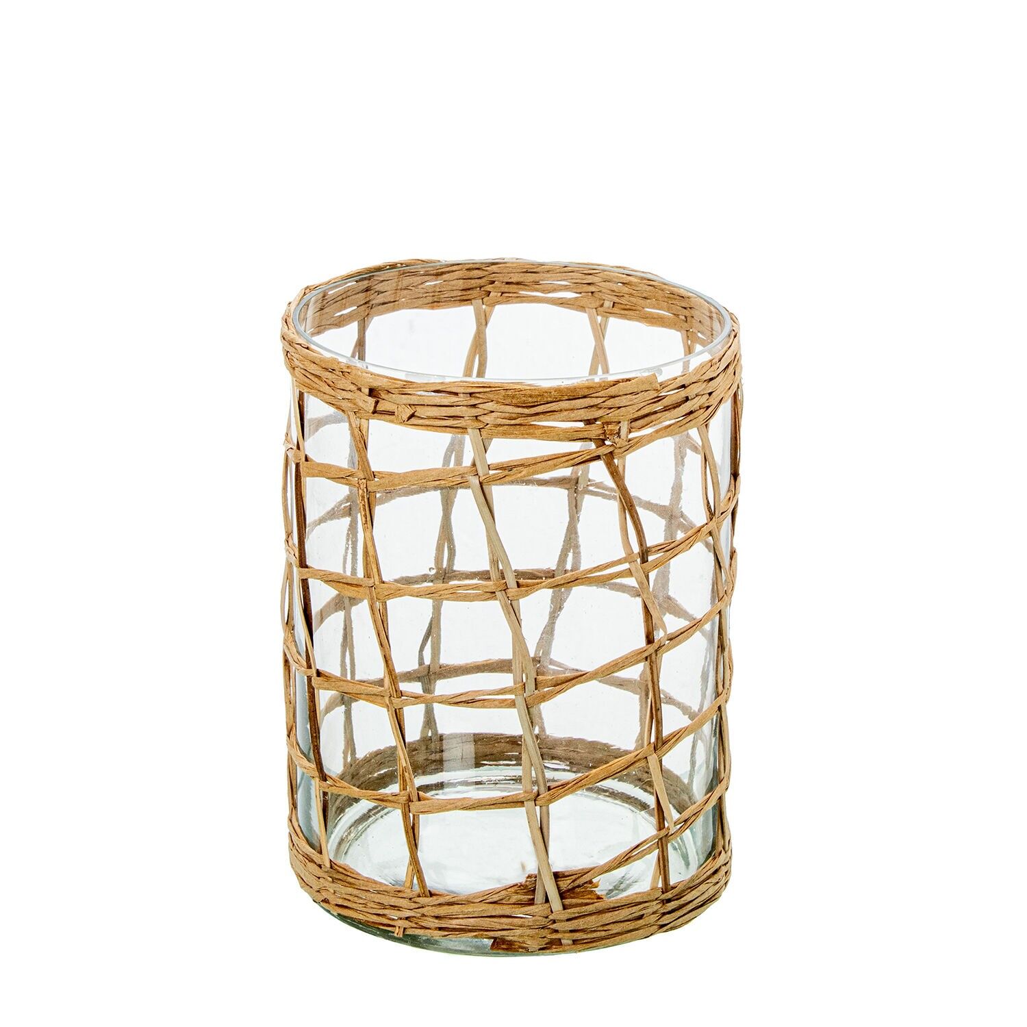 Glaskerzenhalter mit Weidengeflecht 11x15cm ST16644